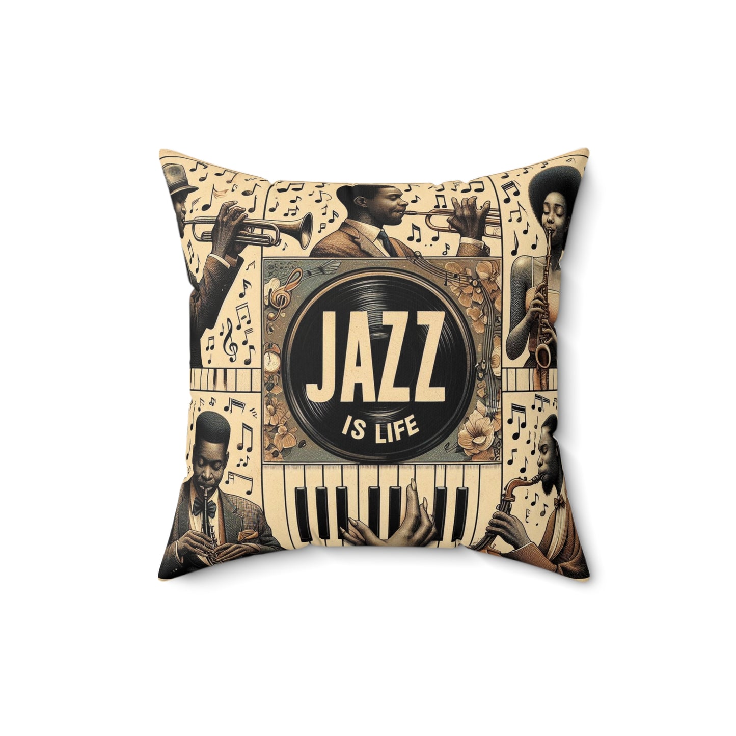 Jazz Is Life - 2 Sided Print - Reversible - Album Center Pillow