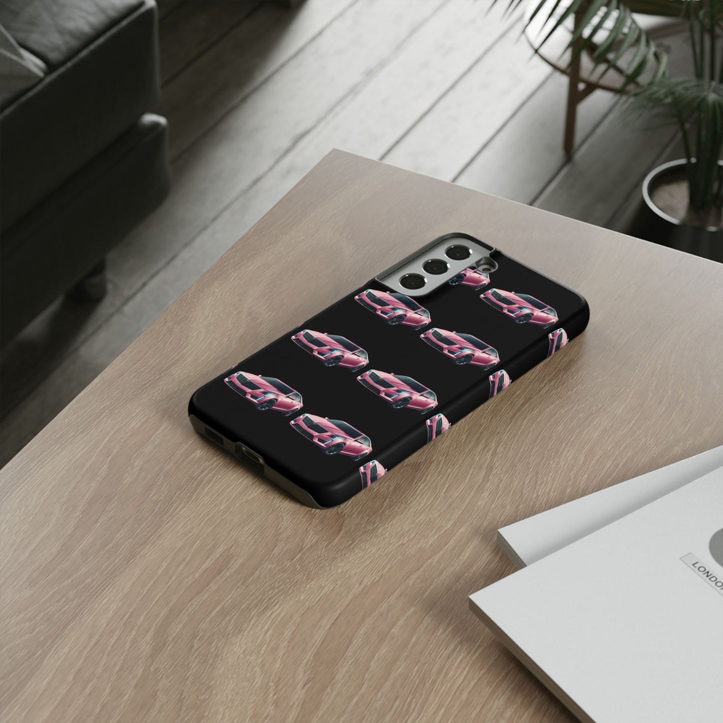 Pink Caddy On Black Phone Case