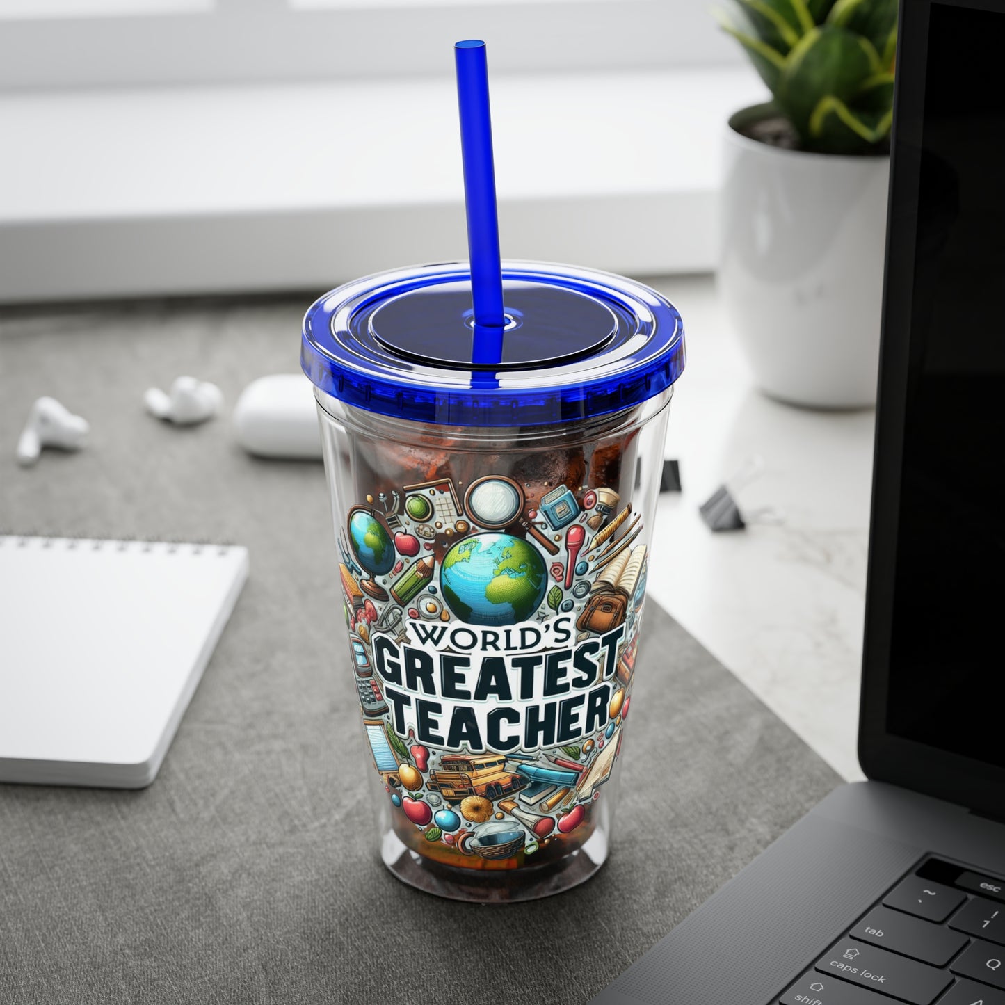 World's Greatest Teacher - Sunsplash Tumbler with Straw, 16oz (G3)