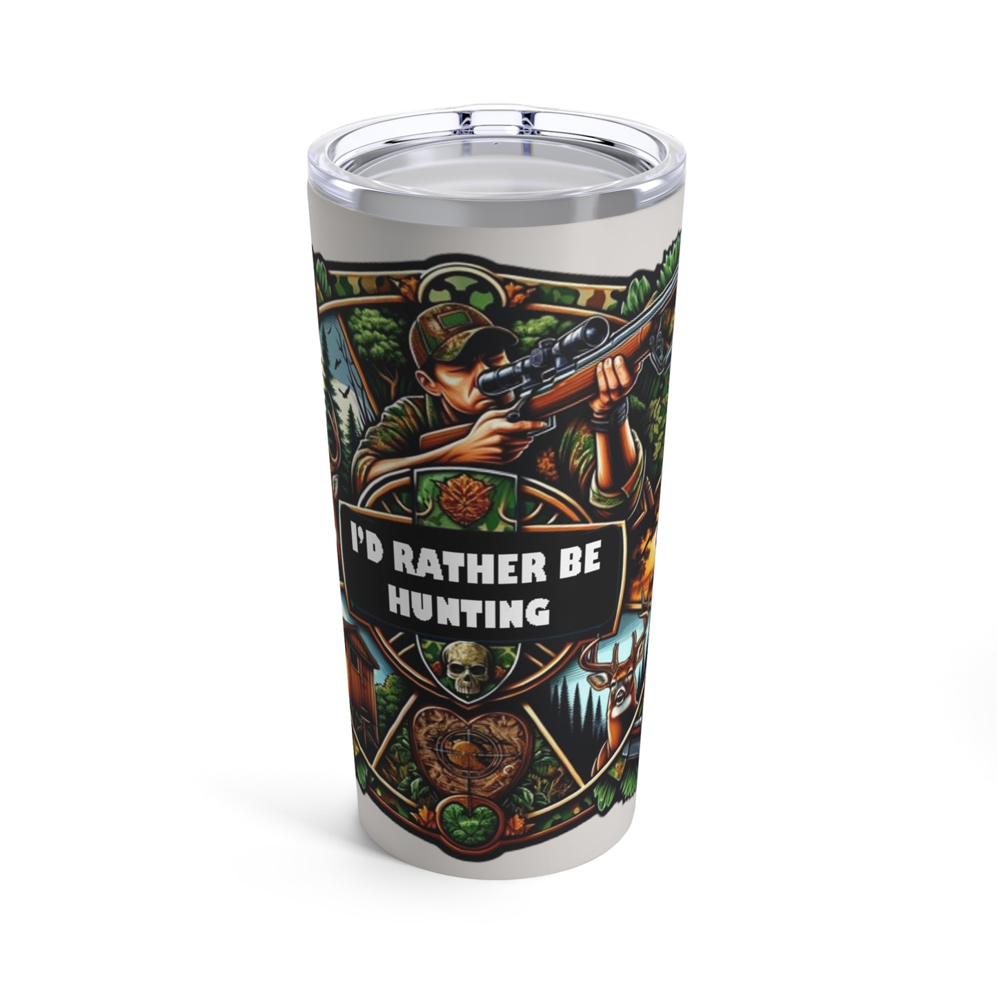 I'd Rather Be Hunting - 20oz Light Grey Tumbler