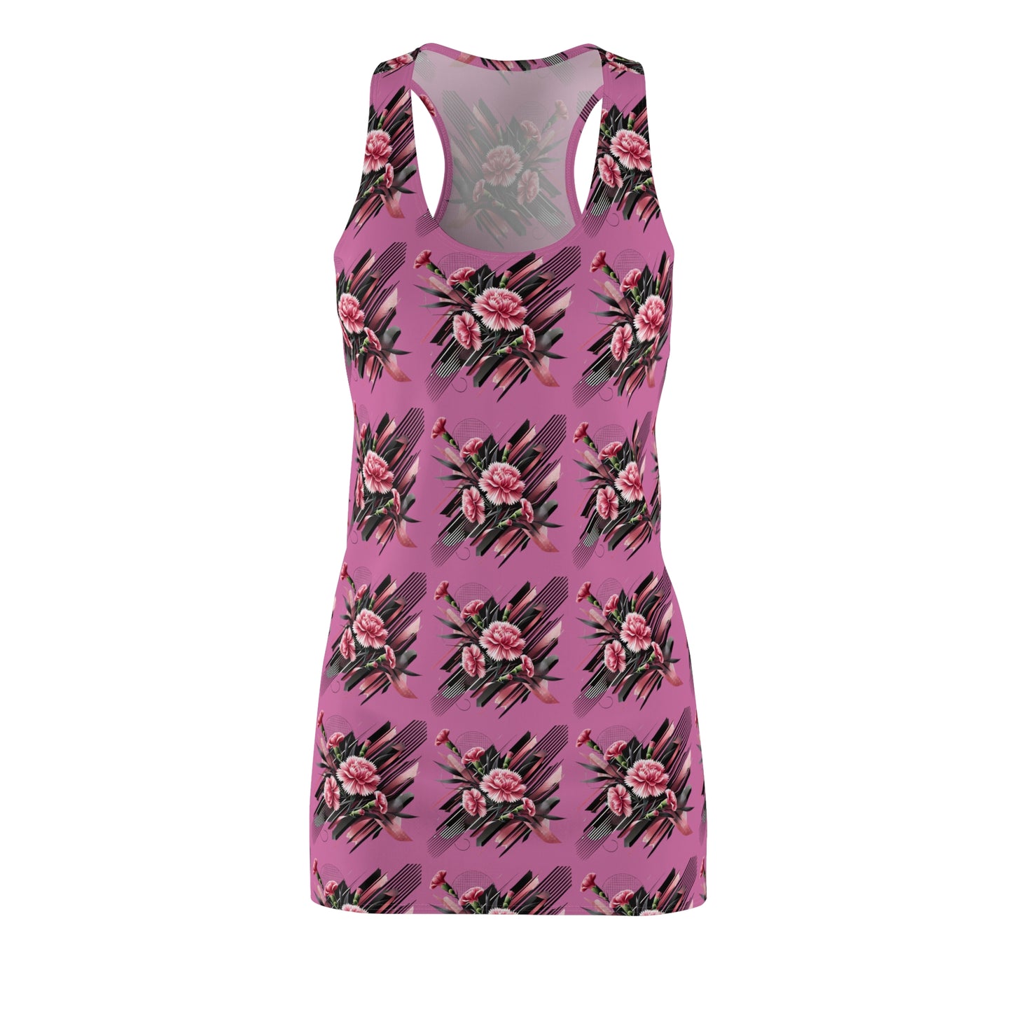 Pink Carnations On Light Pink Racerback Dress