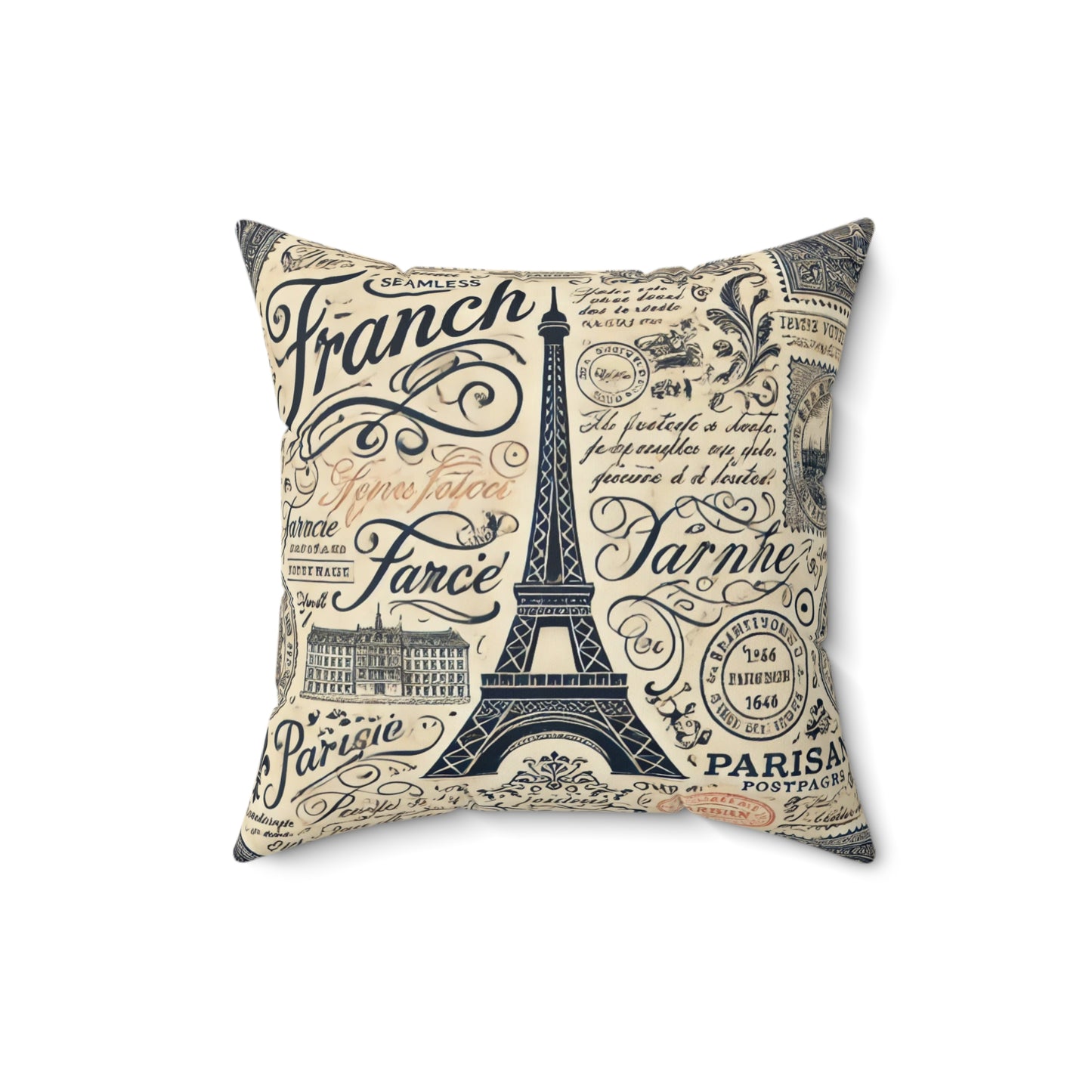 French Typography Square Pillow