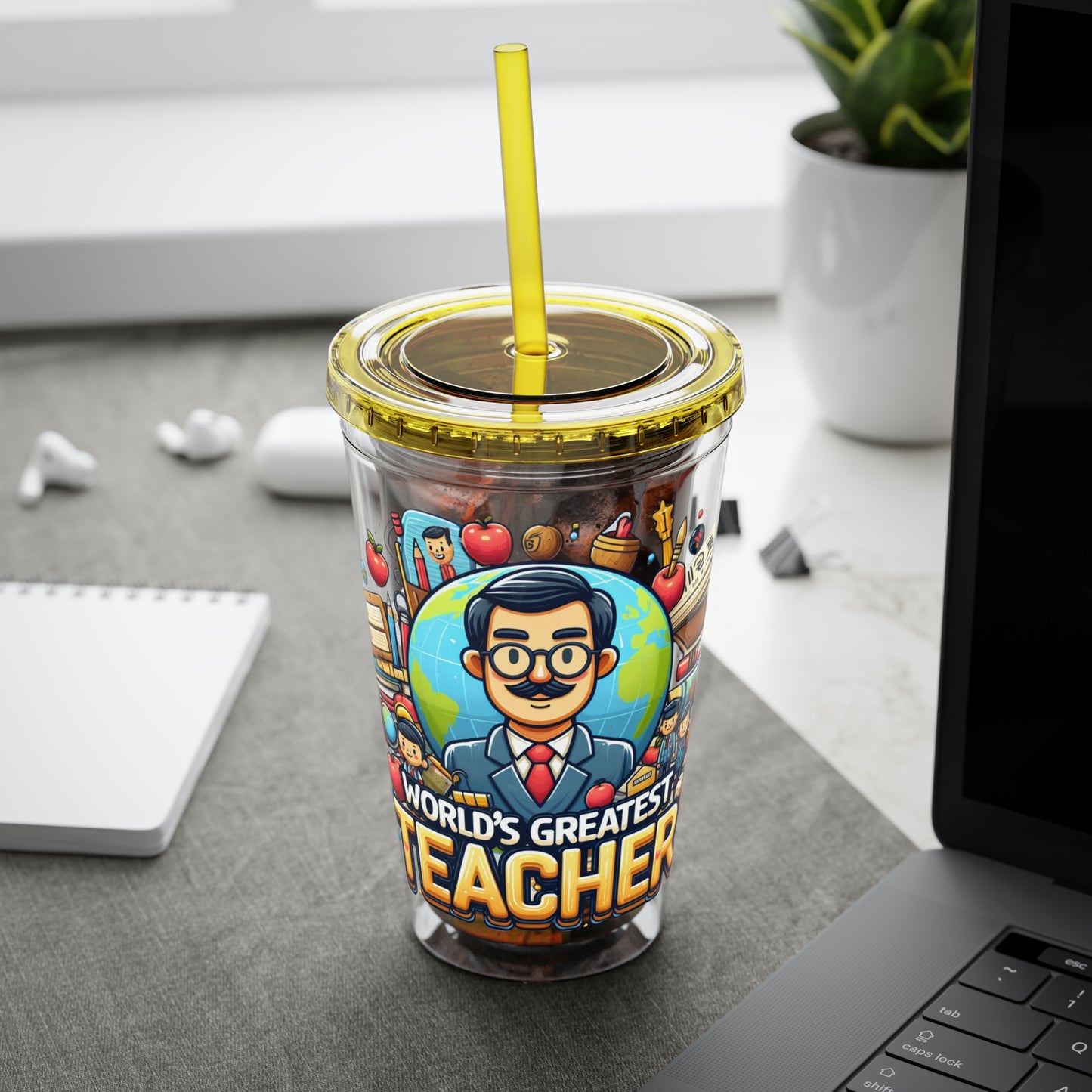 World's Greatest Teacher - Sunsplash Tumbler with Straw, 16oz (G1)
