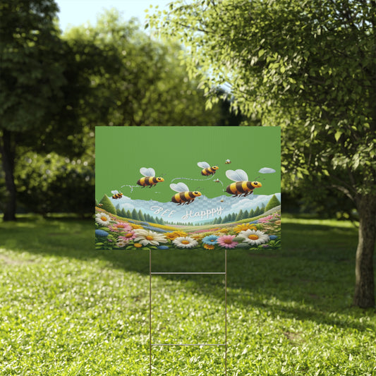 Bee Happy - Plastic Garden Sign