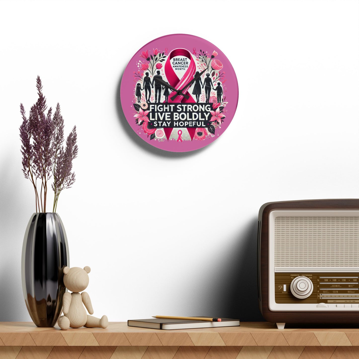 Breast Cancer Awareness Acrylic Wall Clock