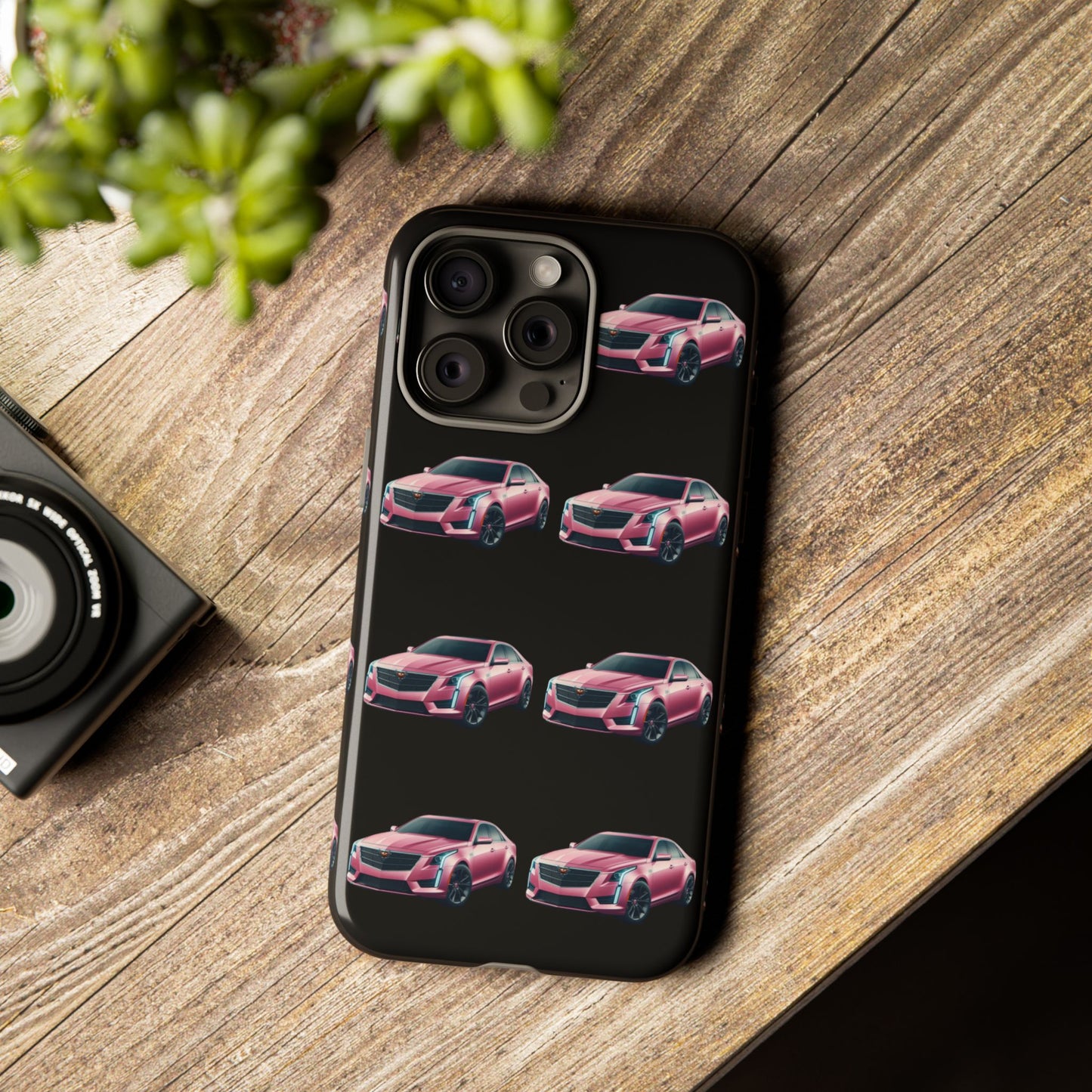 Pink Caddy On Black Phone Case