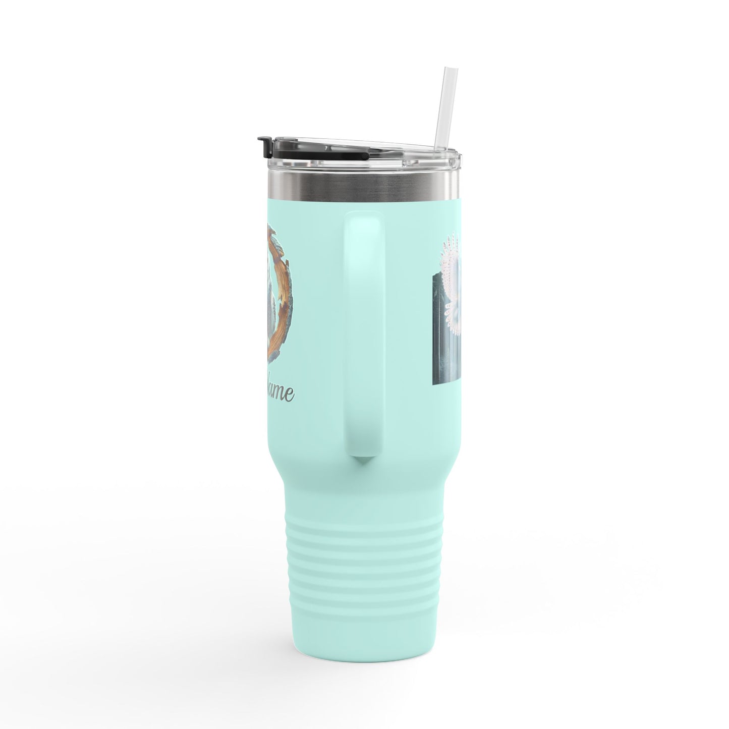 Personalized, Snow Owl, 40oz Stainless Steel, Spillproof Insulated Travel Mug