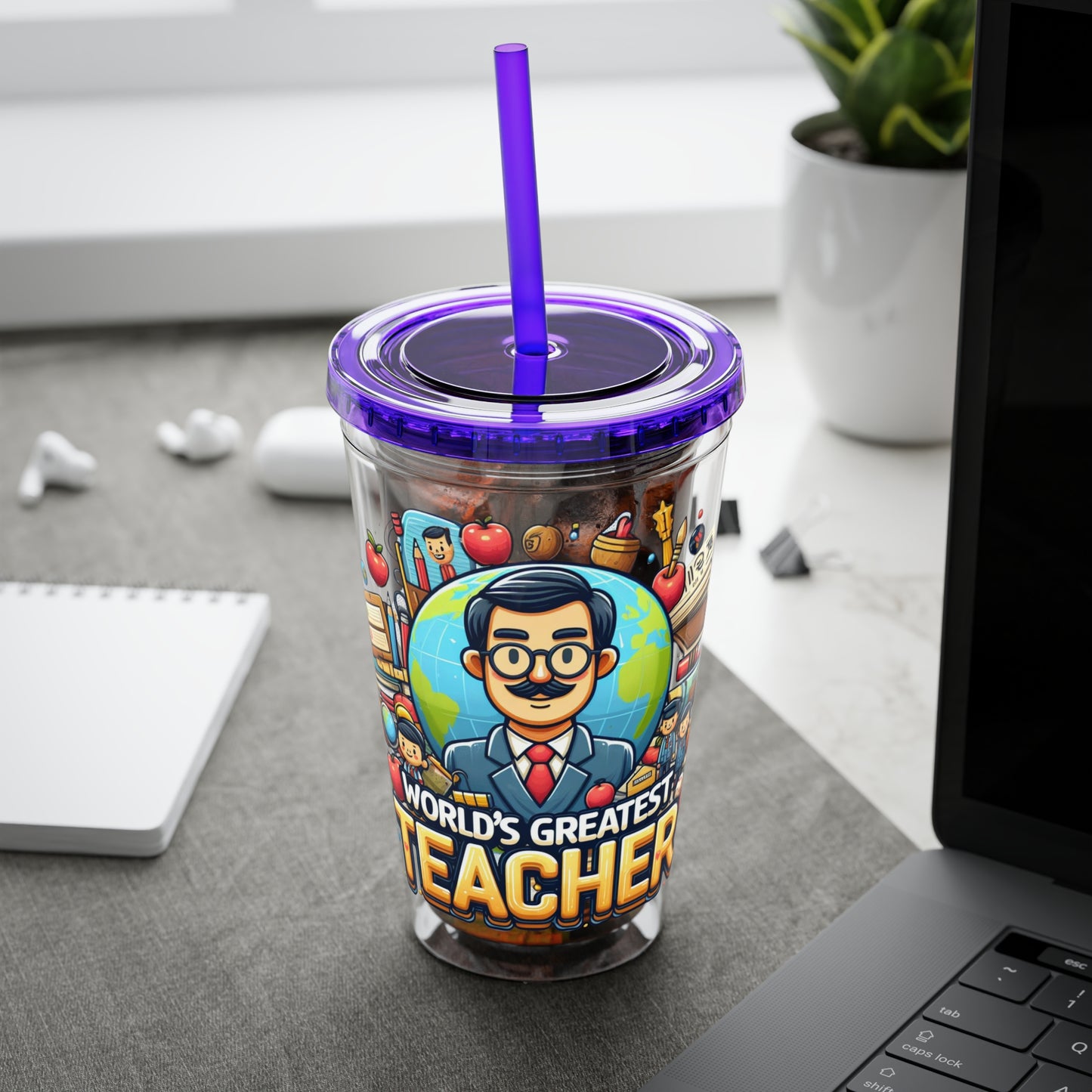 World's Greatest Teacher - Sunsplash Tumbler with Straw, 16oz (G1)