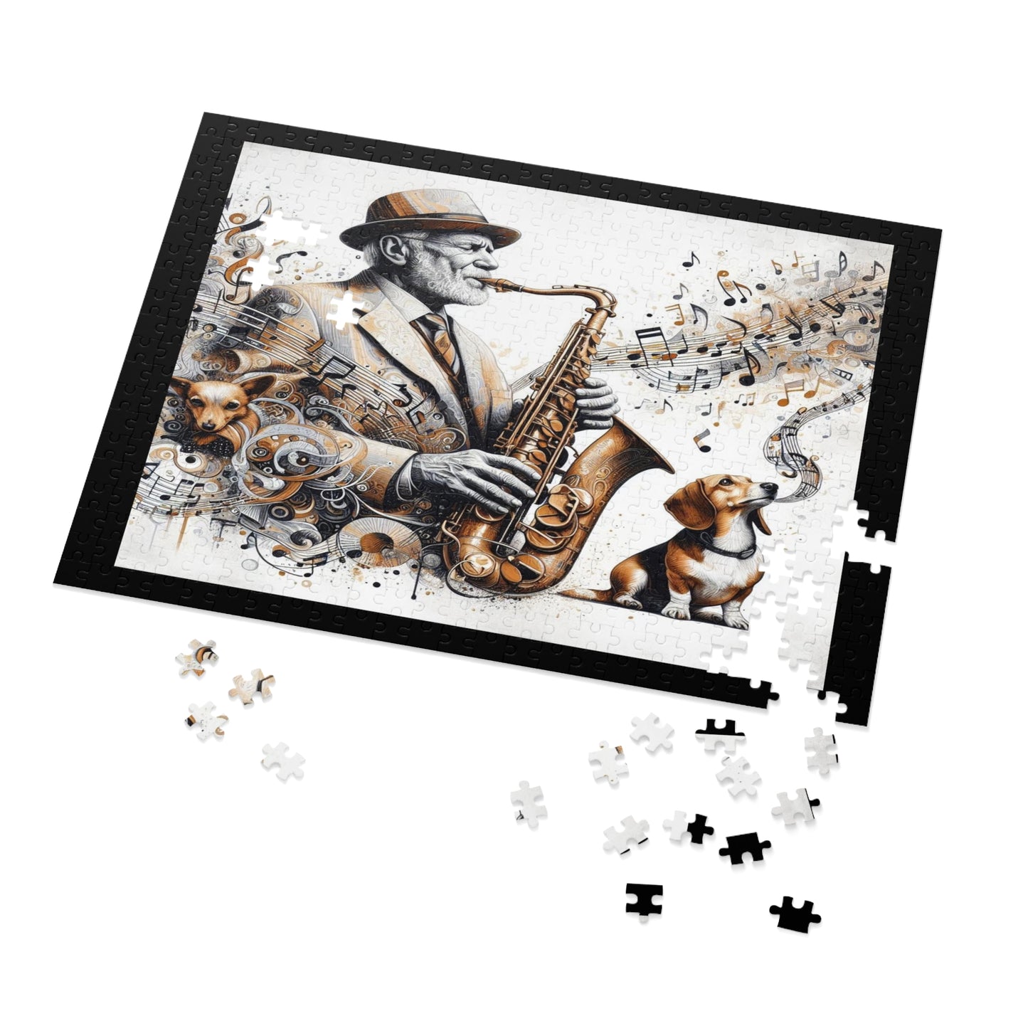 A Man, His Music, and His Dog Jigsaw Puzzle (30, 110, 252, 500-Pieces)