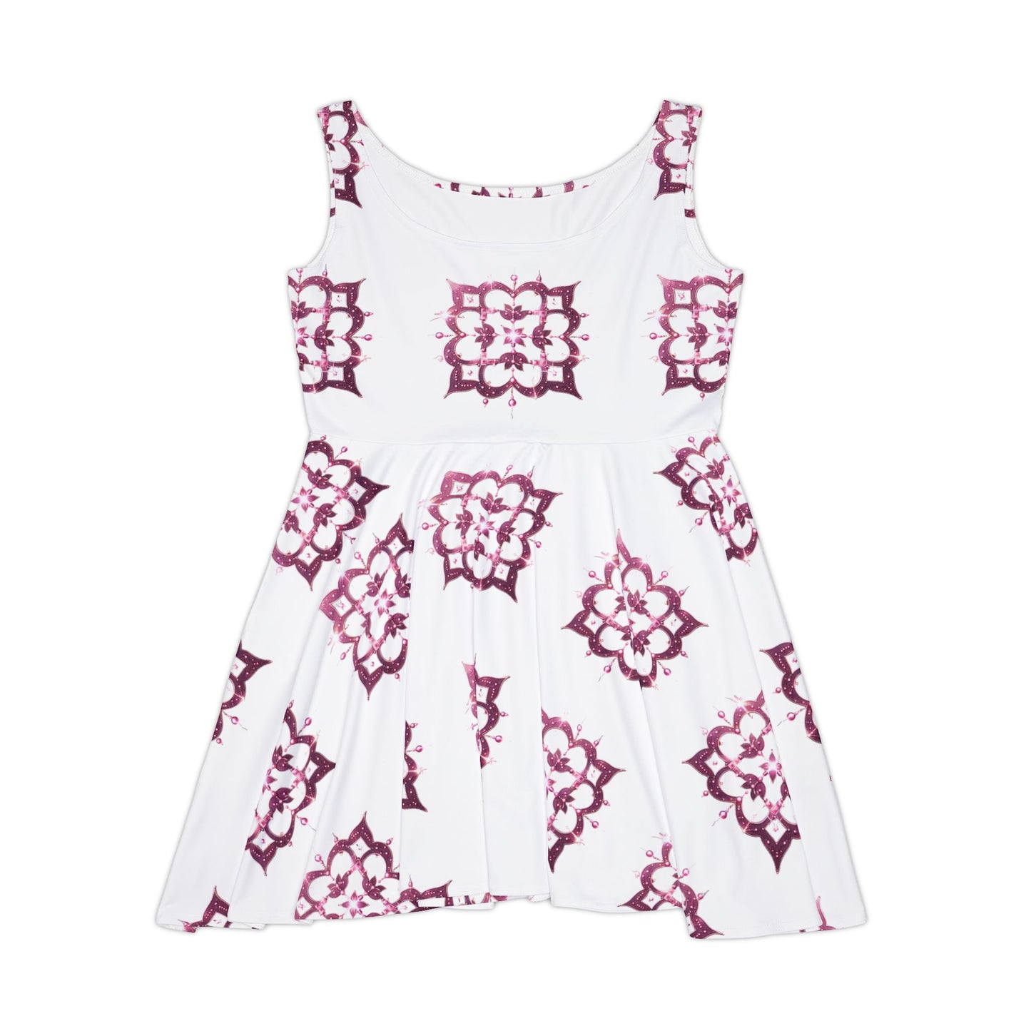 Pink Quatrefoil on White Skater Dress