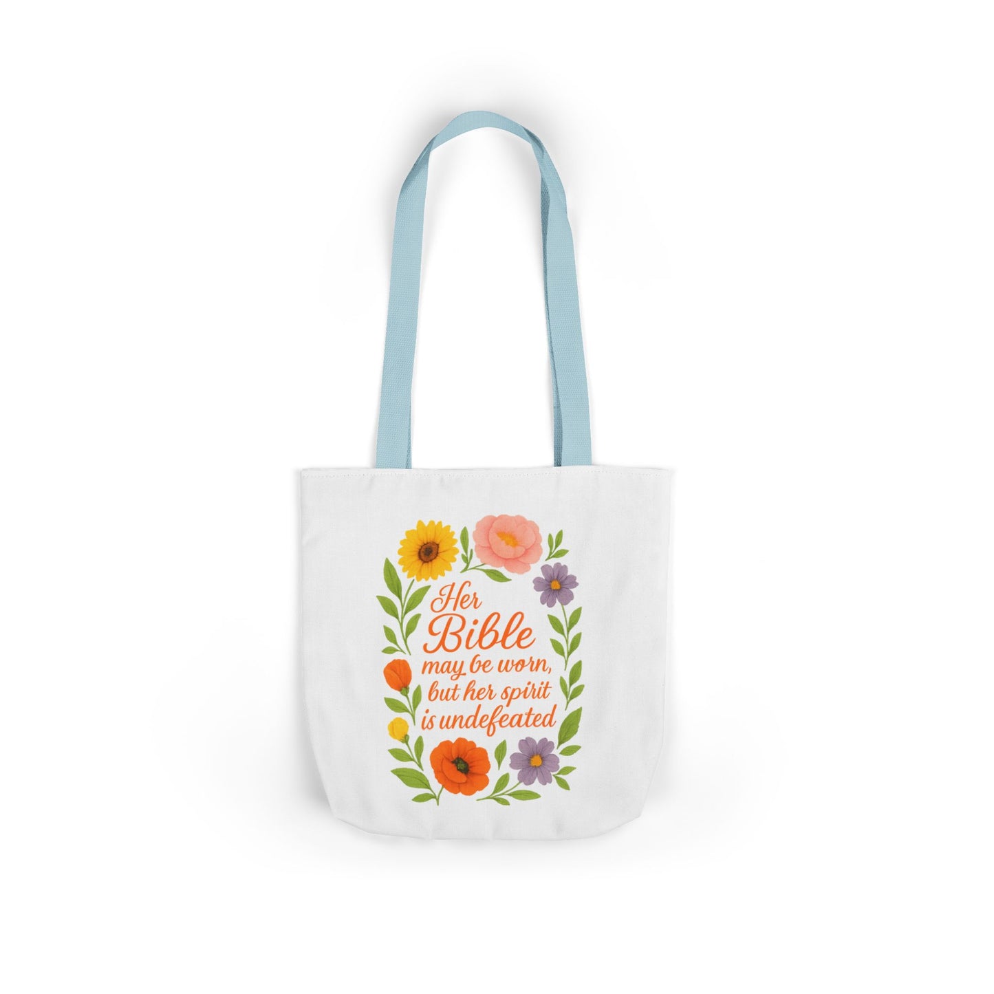 Inspirational Floral Canvas Tote Bag with 5-Color Straps