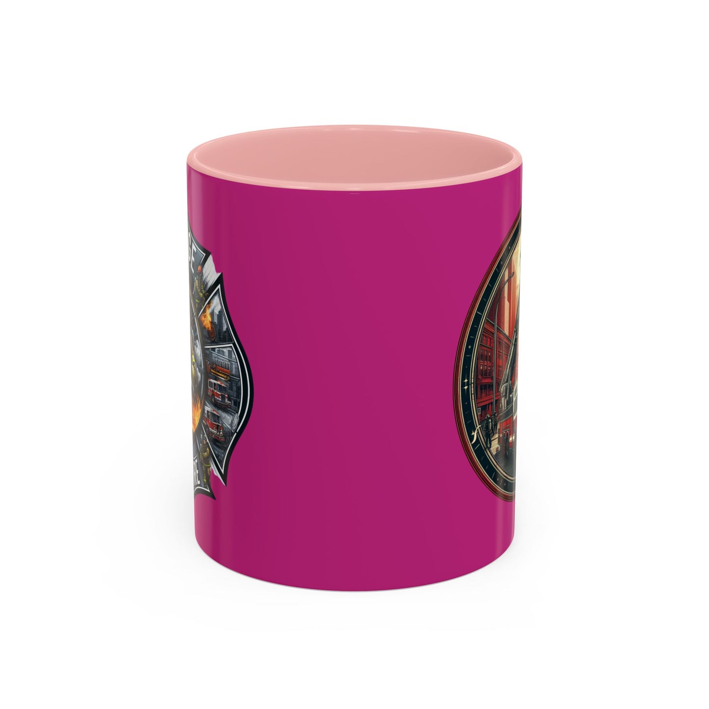 Courage Under Fire - Fire Chief - Hook and Ladder - Pink/White Accent Coffee Mug, 11oz