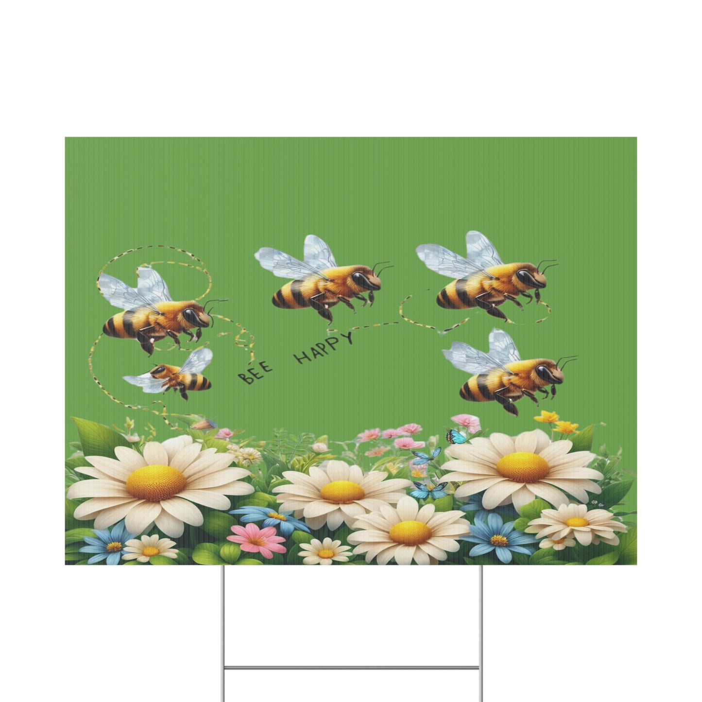 Bee Happy - Plastic Garden Sign
