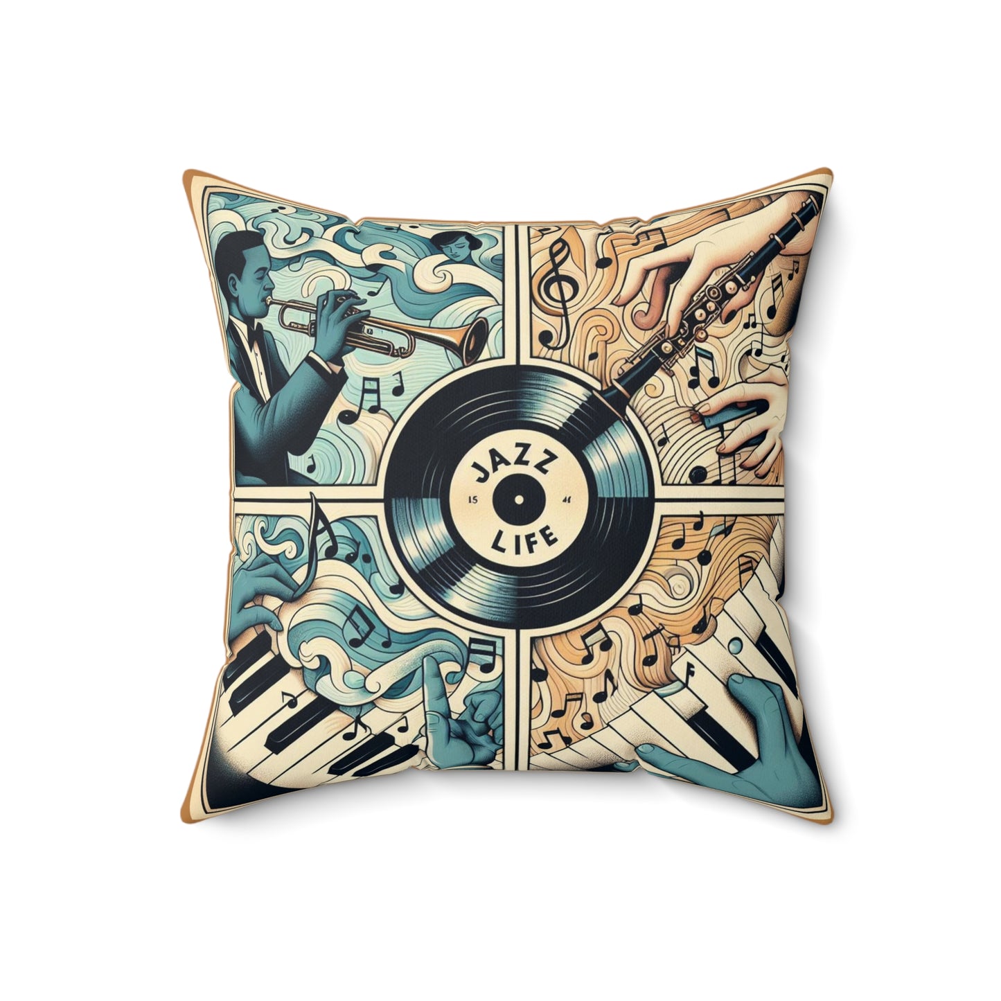 Jazz Is Life - 2 Sided Album Print - Reversible - Spun Polyester Square Pillow