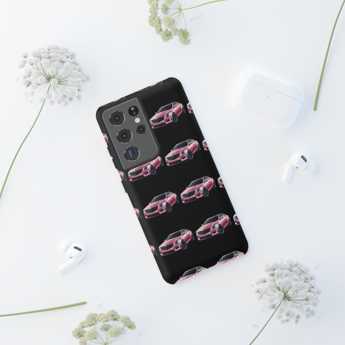 Pink Caddy On Black Phone Case