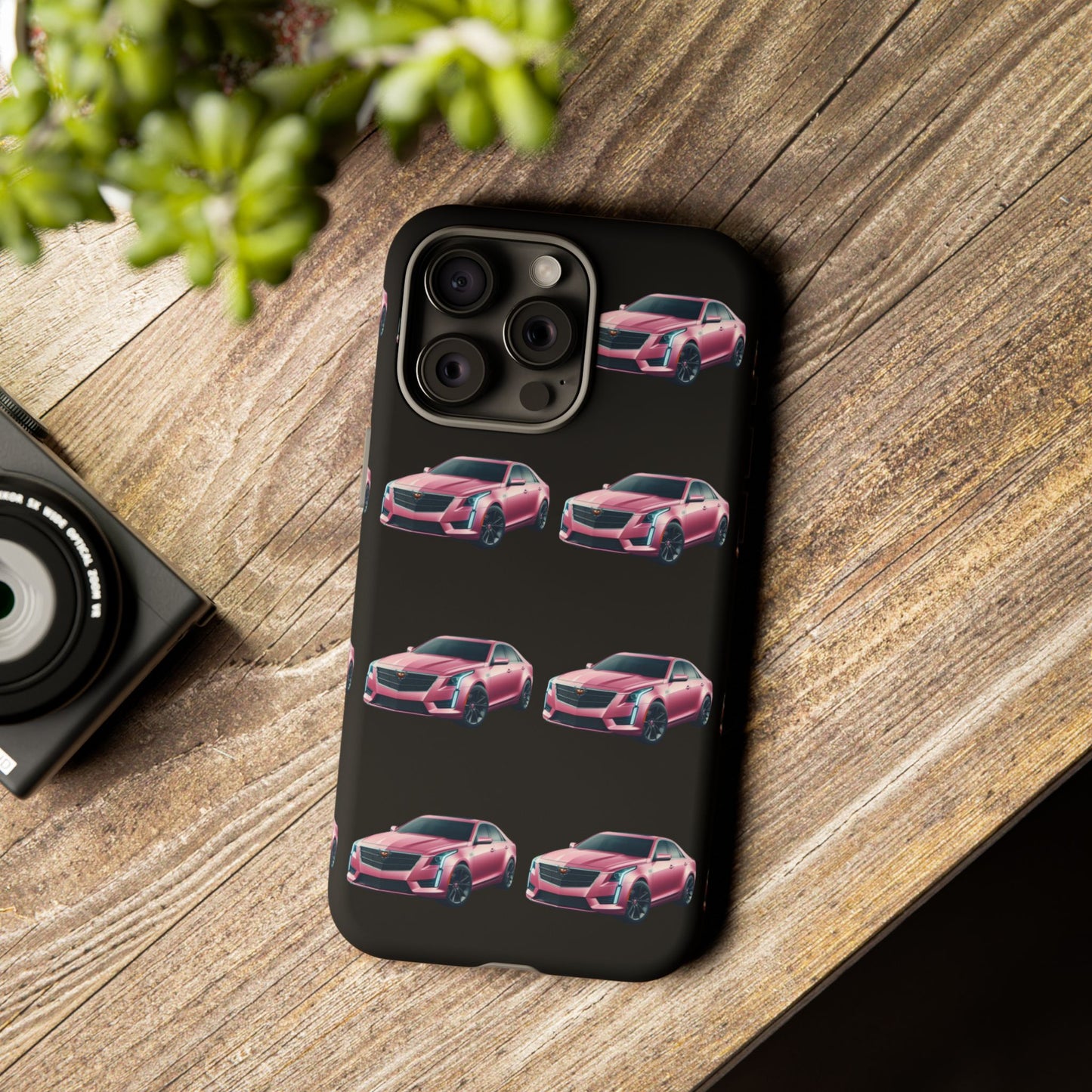 Pink Caddy On Black Phone Case