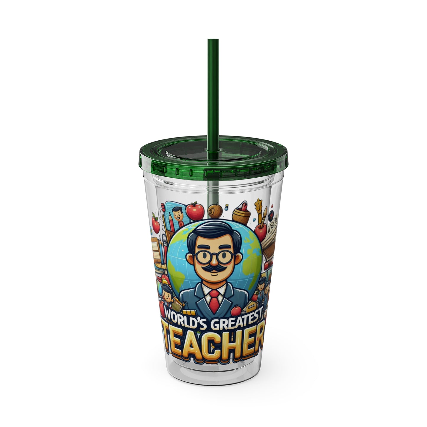 World's Greatest Teacher - Sunsplash Tumbler with Straw, 16oz (G1)