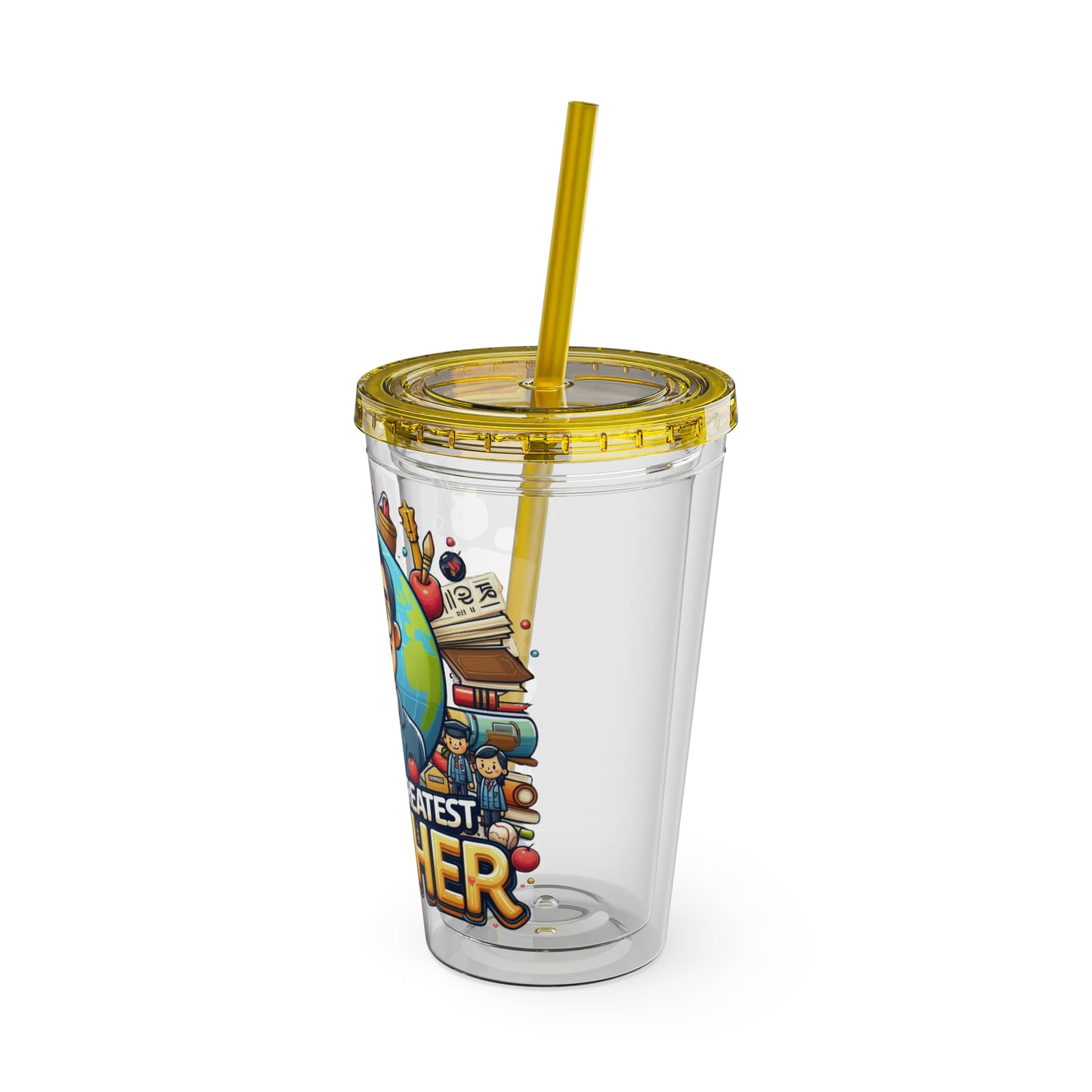 World's Greatest Teacher - Sunsplash Tumbler with Straw, 16oz (G1)