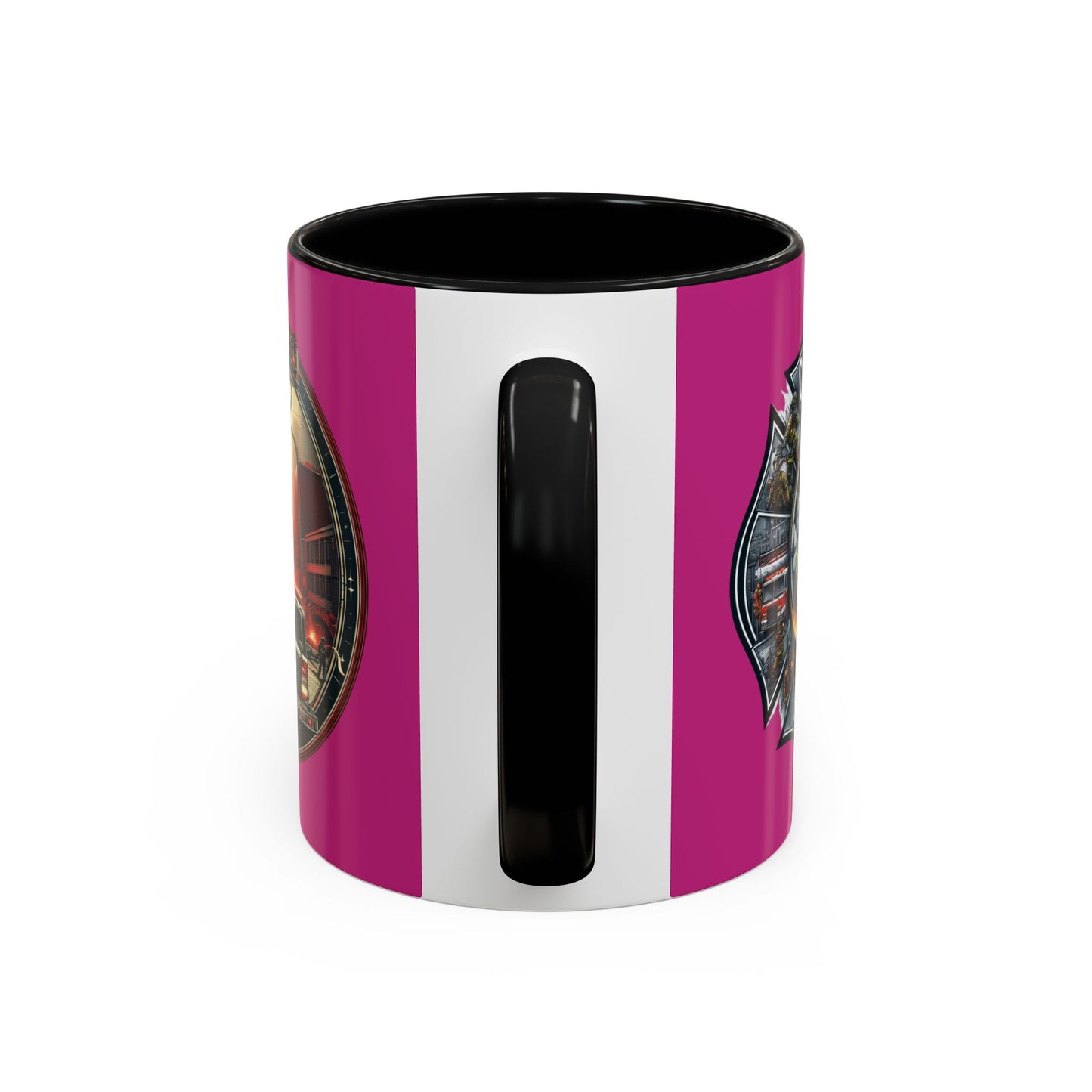 Courage Under Fire - Fire Chief - Hook and Ladder - Pink/White Accent Coffee Mug, 11oz