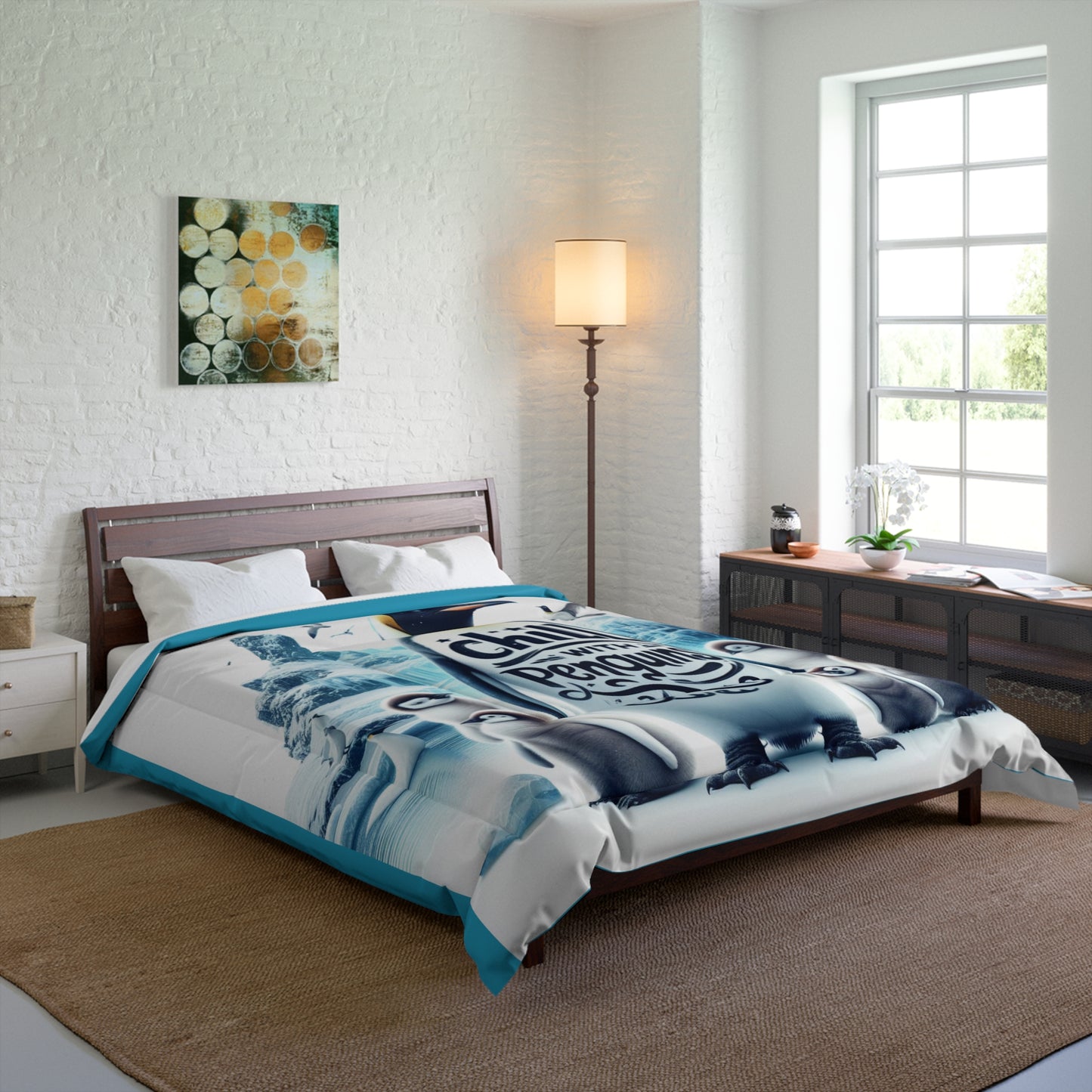 Chill With Penguins Comforter With Turquoise Accents