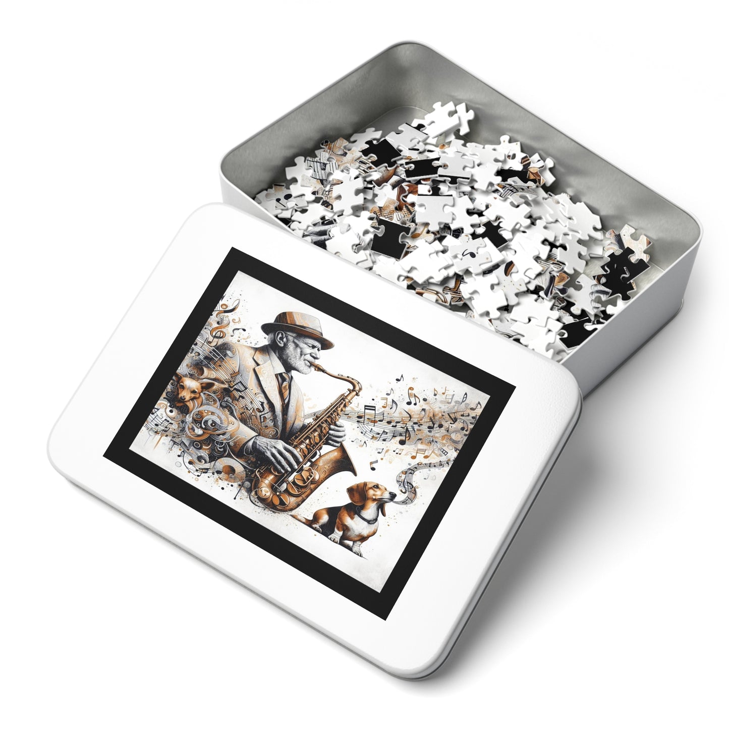 A Man, His Music, and His Dog Jigsaw Puzzle (30, 110, 252, 500-Pieces)