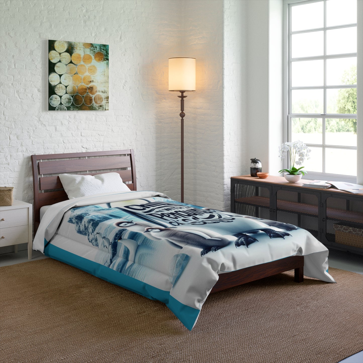 Chill With Penguins Comforter With Turquoise Accents
