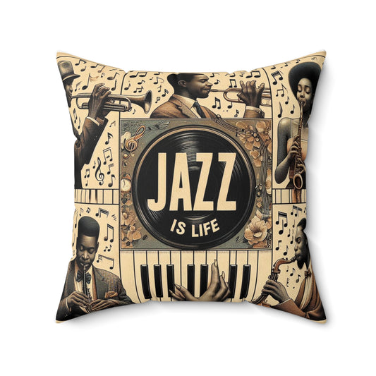 Jazz Is Life - 2 Sided Print - Reversible - Album Center Pillow
