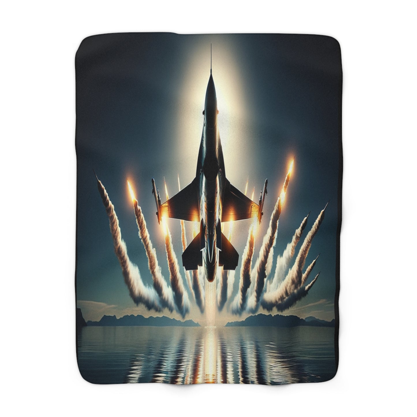 F16 Fighter With Full Afterburners  - Sherpa Fleece Blanket