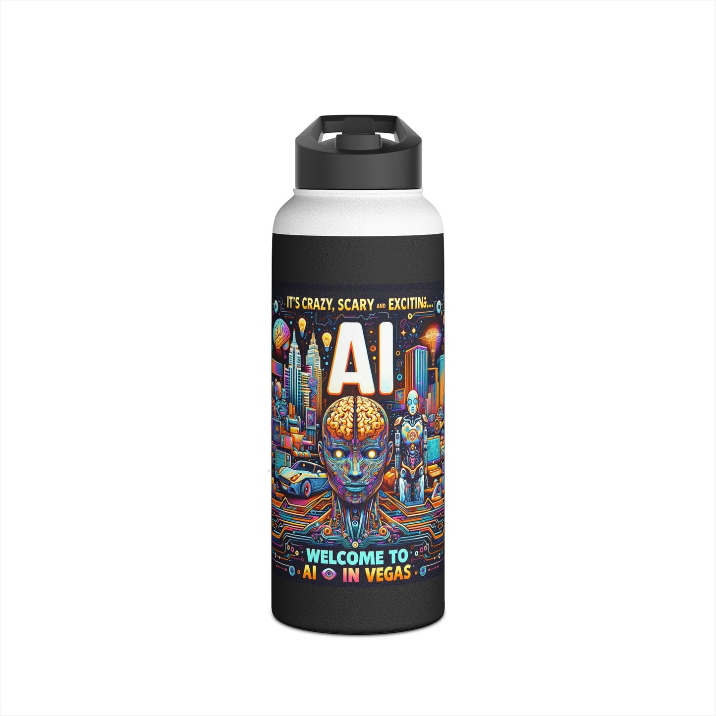 Welcome To AI In Vegas - Stainless Steel Water Bottle, Standard Lid