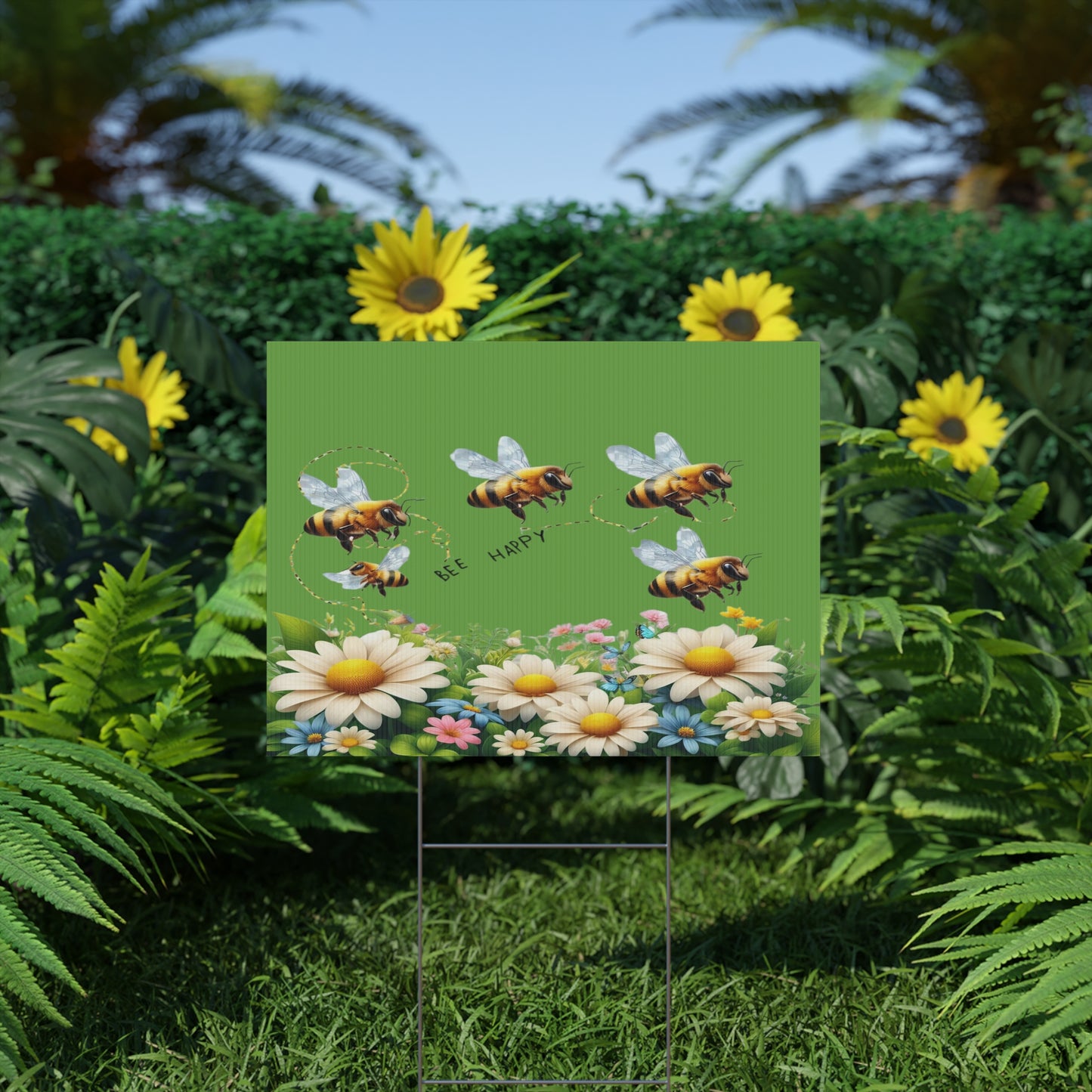 Bee Happy - Plastic Garden Sign