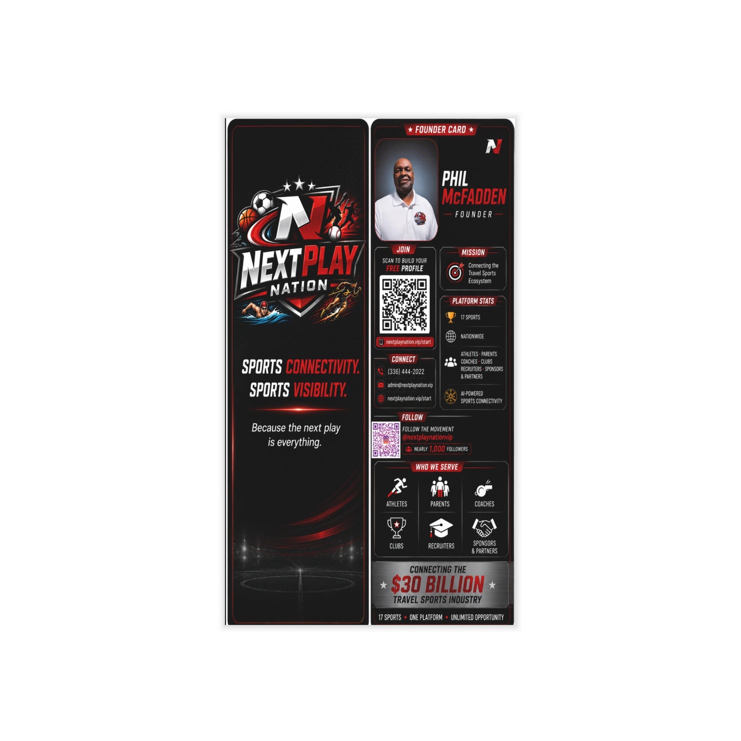 NextPlay Nation Logo Business Cards — Black Sports Branded Cards (Personalized)