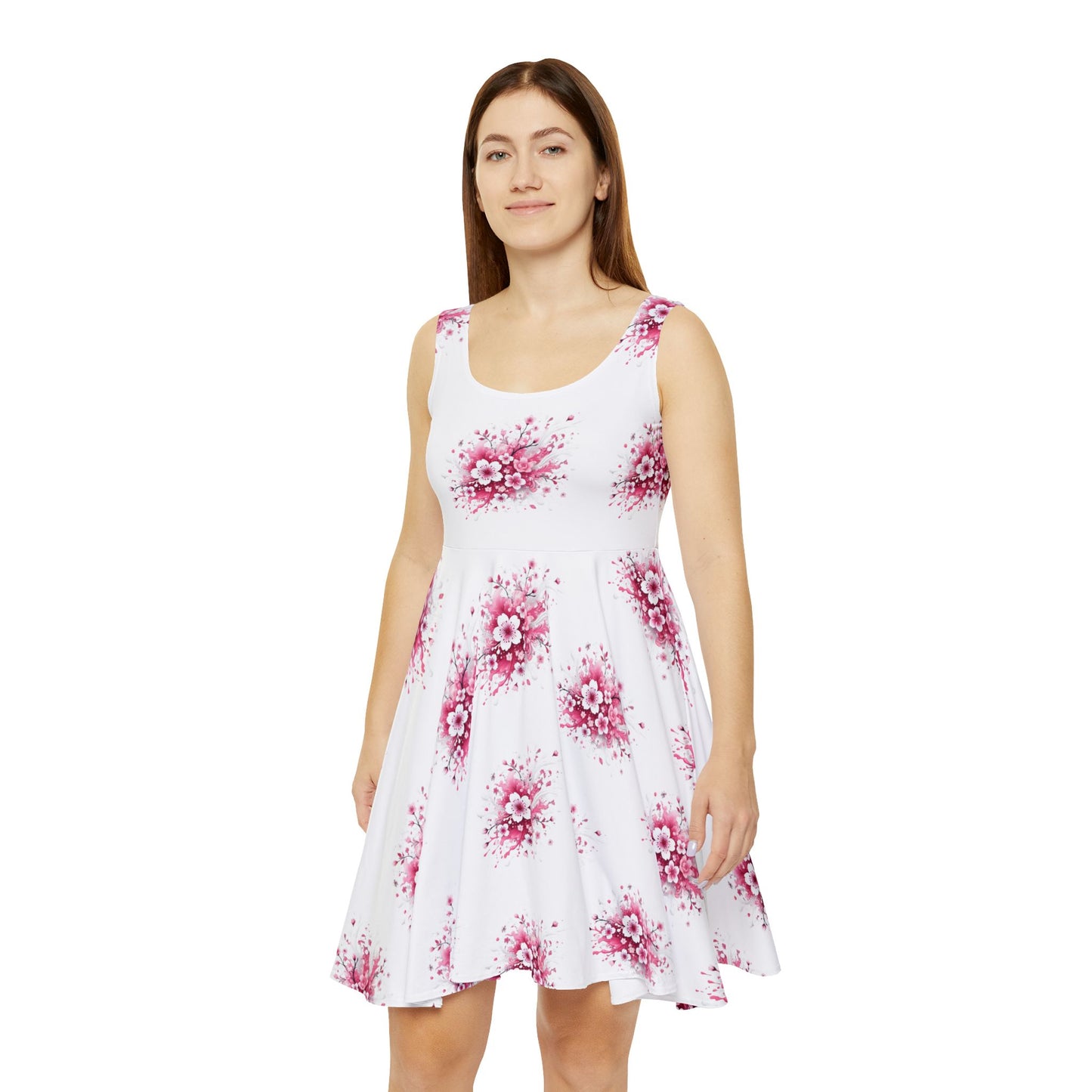 Pink Floral Style Skater Dress