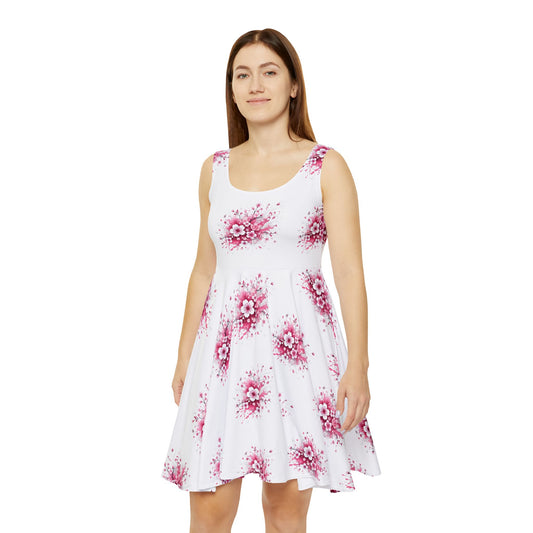 Pink Floral Style Skater Dress