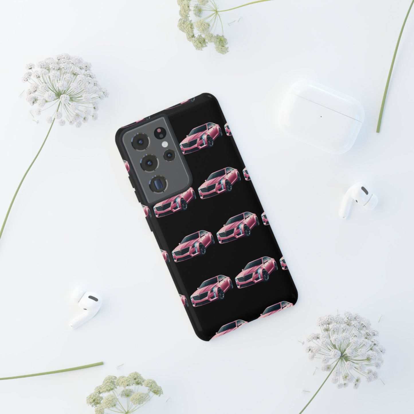 Pink Caddy On Black Phone Case