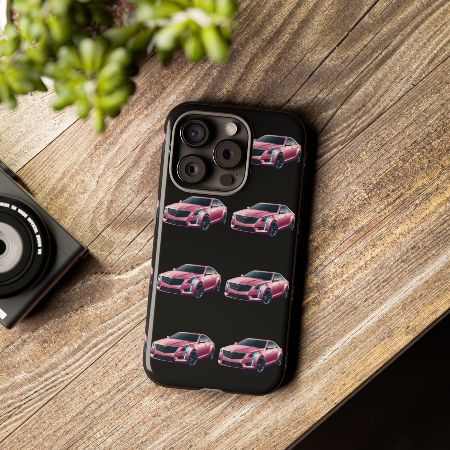 Pink Caddy On Black Phone Case