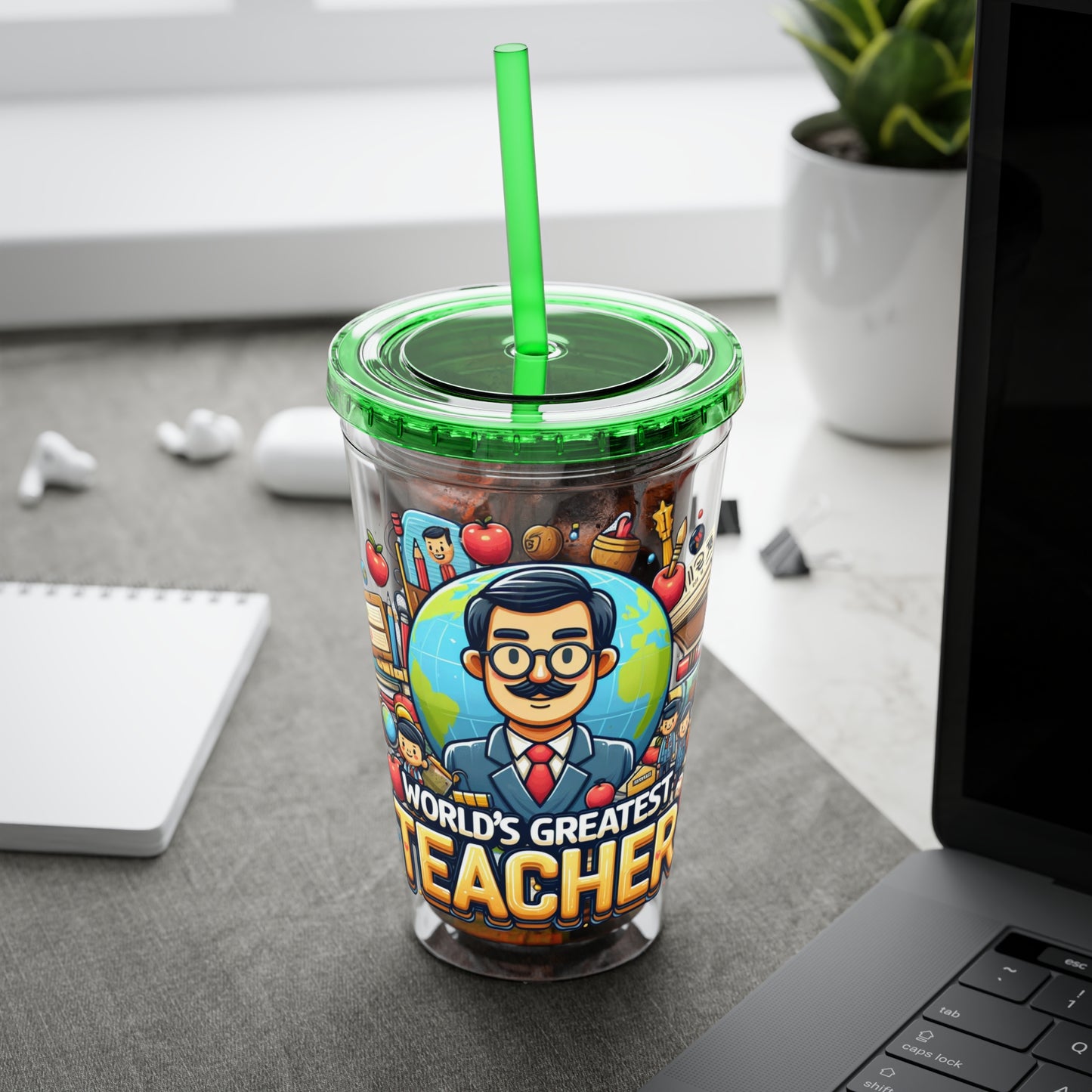 World's Greatest Teacher - Sunsplash Tumbler with Straw, 16oz (G1)