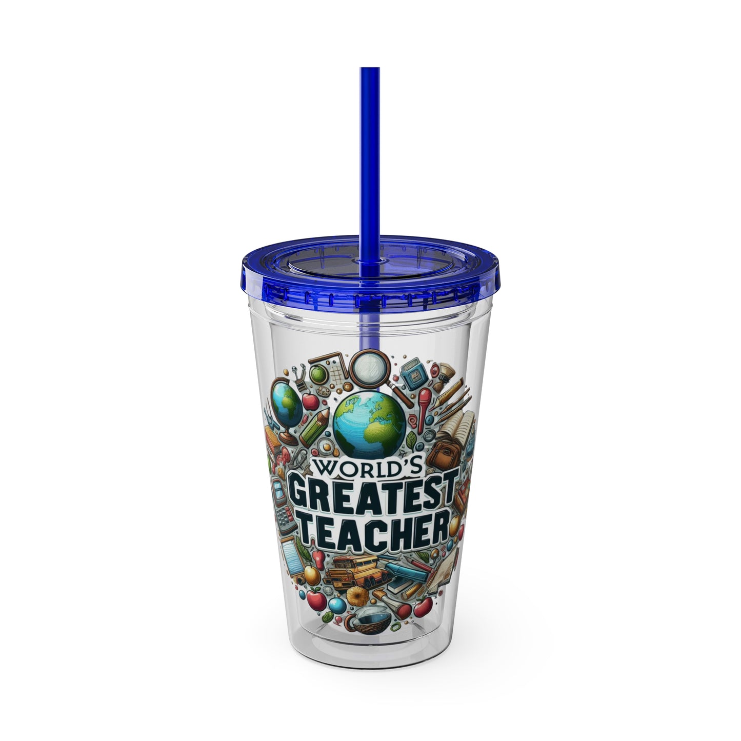World's Greatest Teacher - Sunsplash Tumbler with Straw, 16oz (G3)