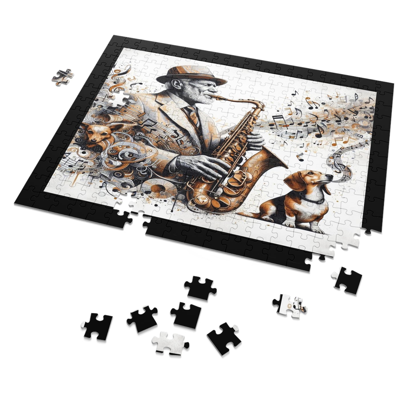 A Man, His Music, and His Dog Jigsaw Puzzle (30, 110, 252, 500-Pieces)