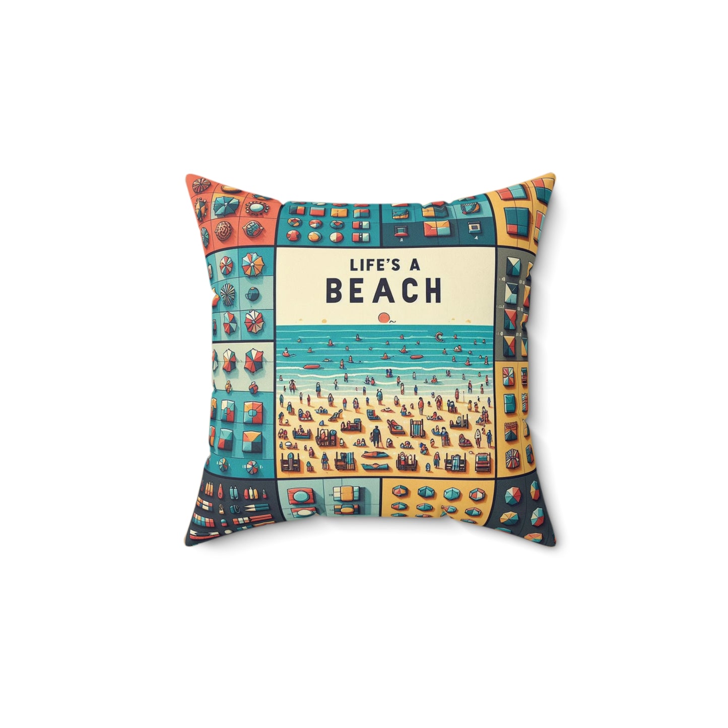 Life's A Beach - 2 Sided Print - Reversible - Spun Polyester Square Pillow