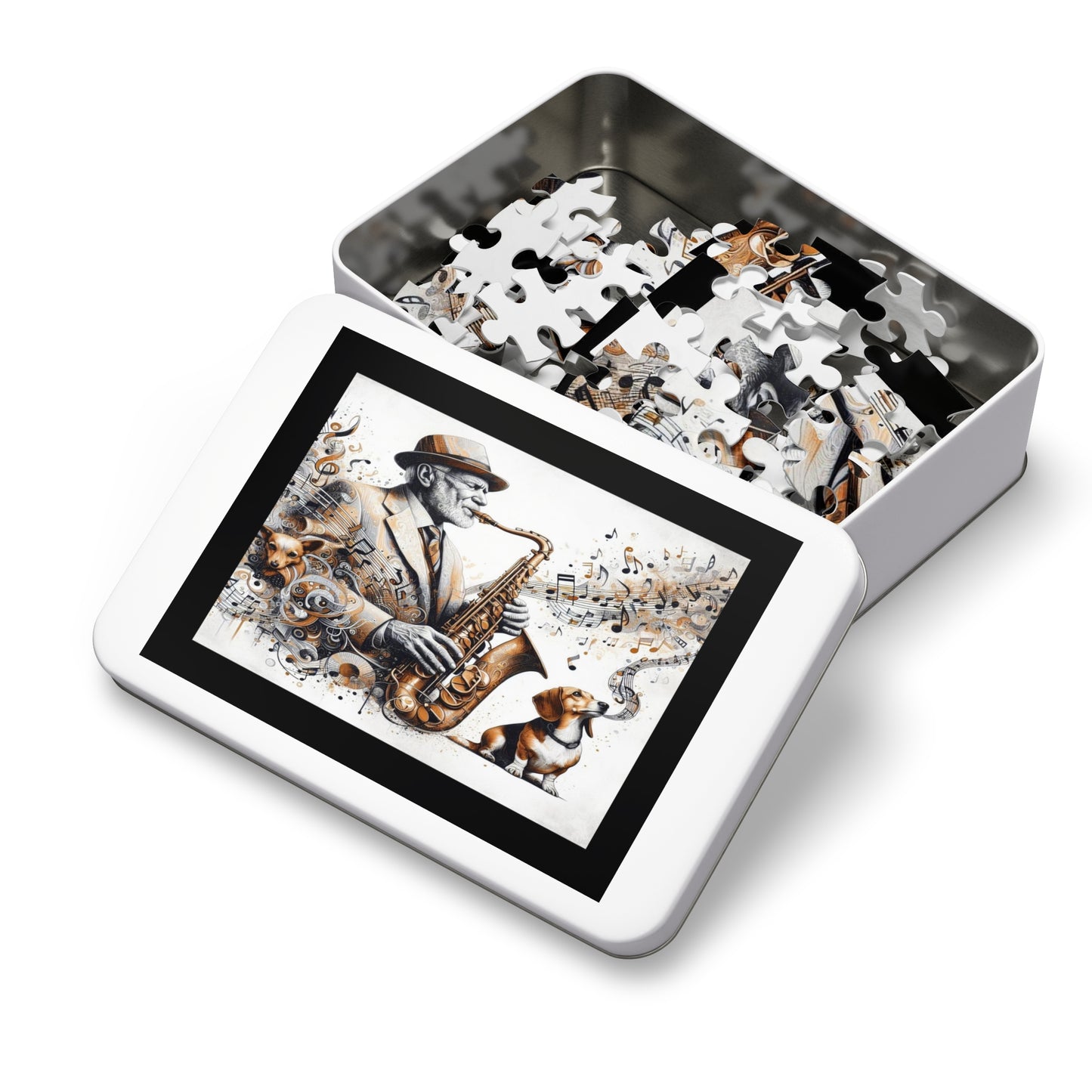 A Man, His Music, and His Dog Jigsaw Puzzle (30, 110, 252, 500-Pieces)