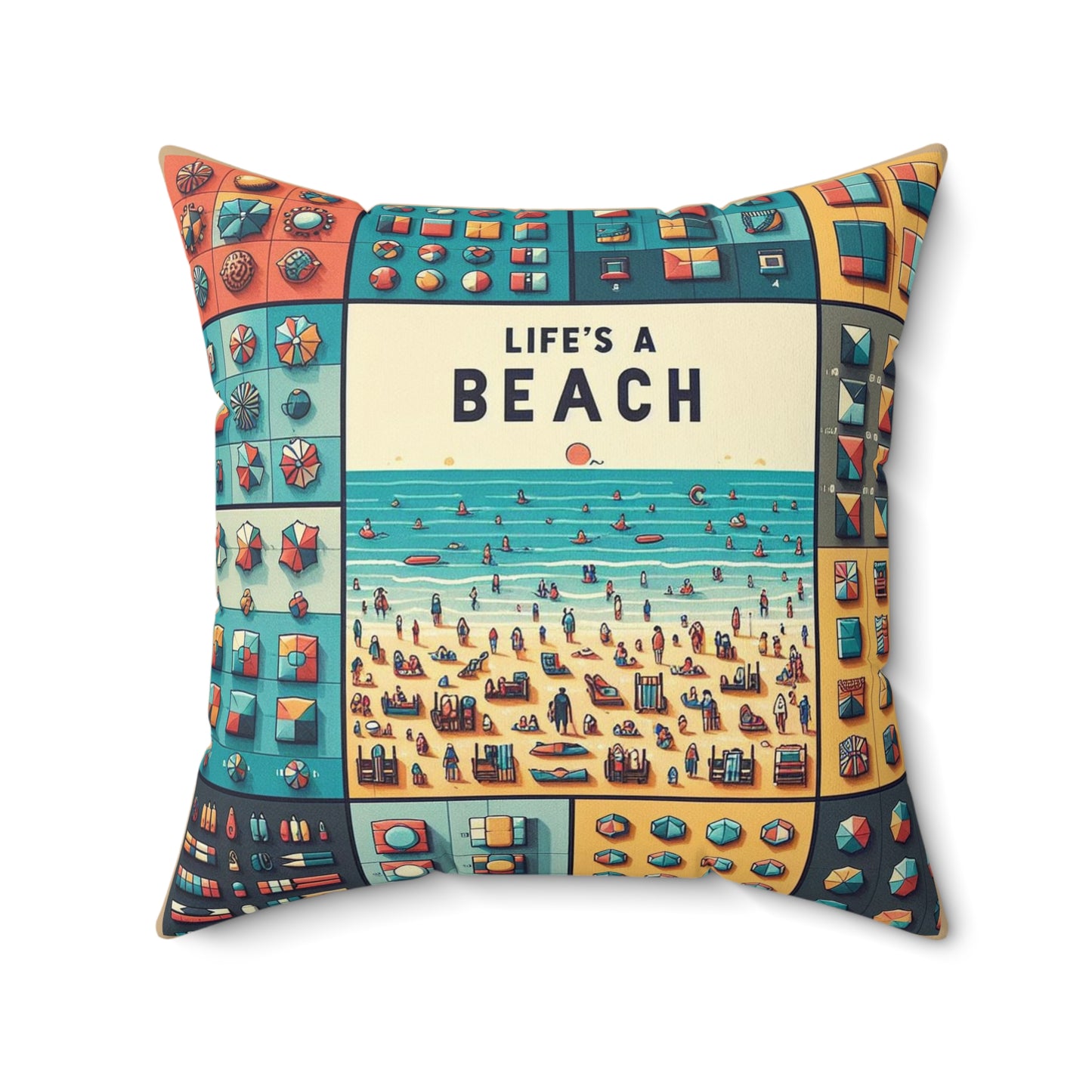 Life's A Beach - 2 Sided Print - Reversible - Spun Polyester Square Pillow
