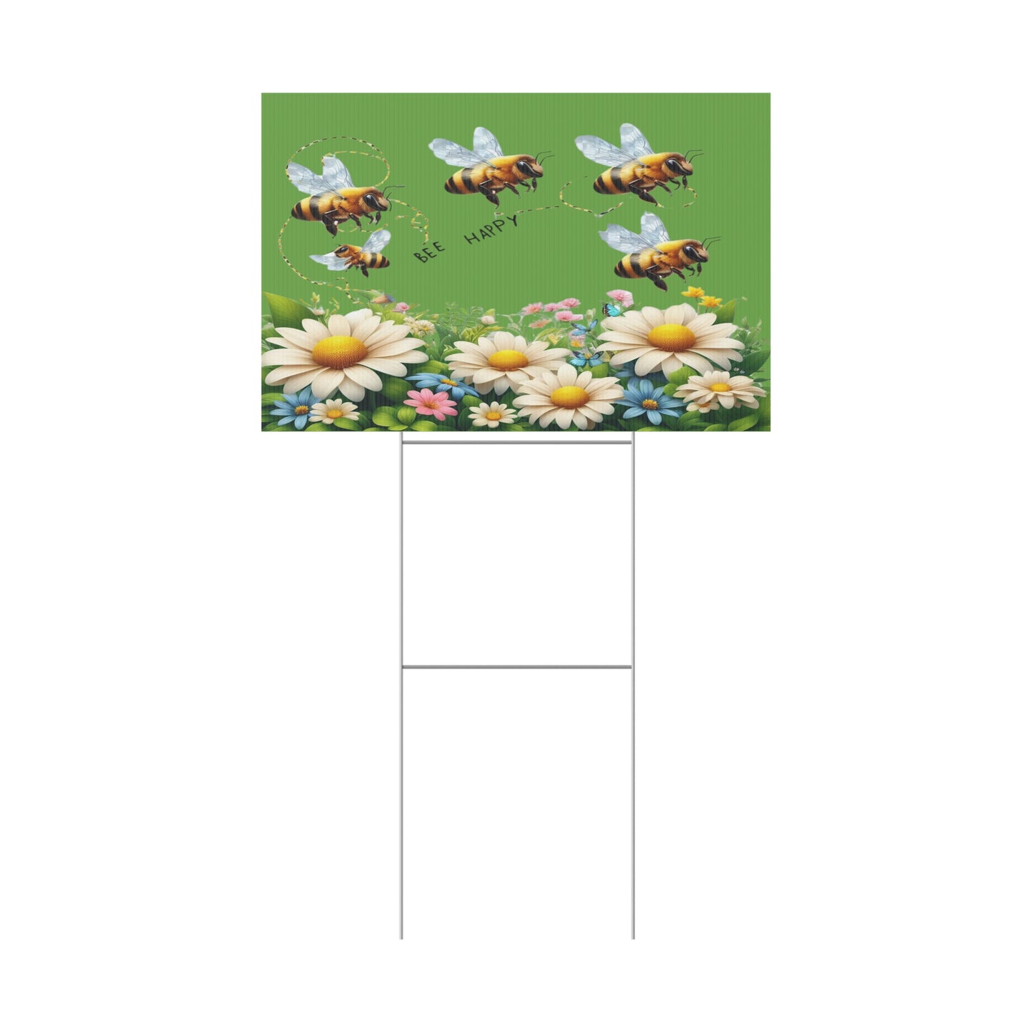 Bee Happy - Plastic Garden Sign