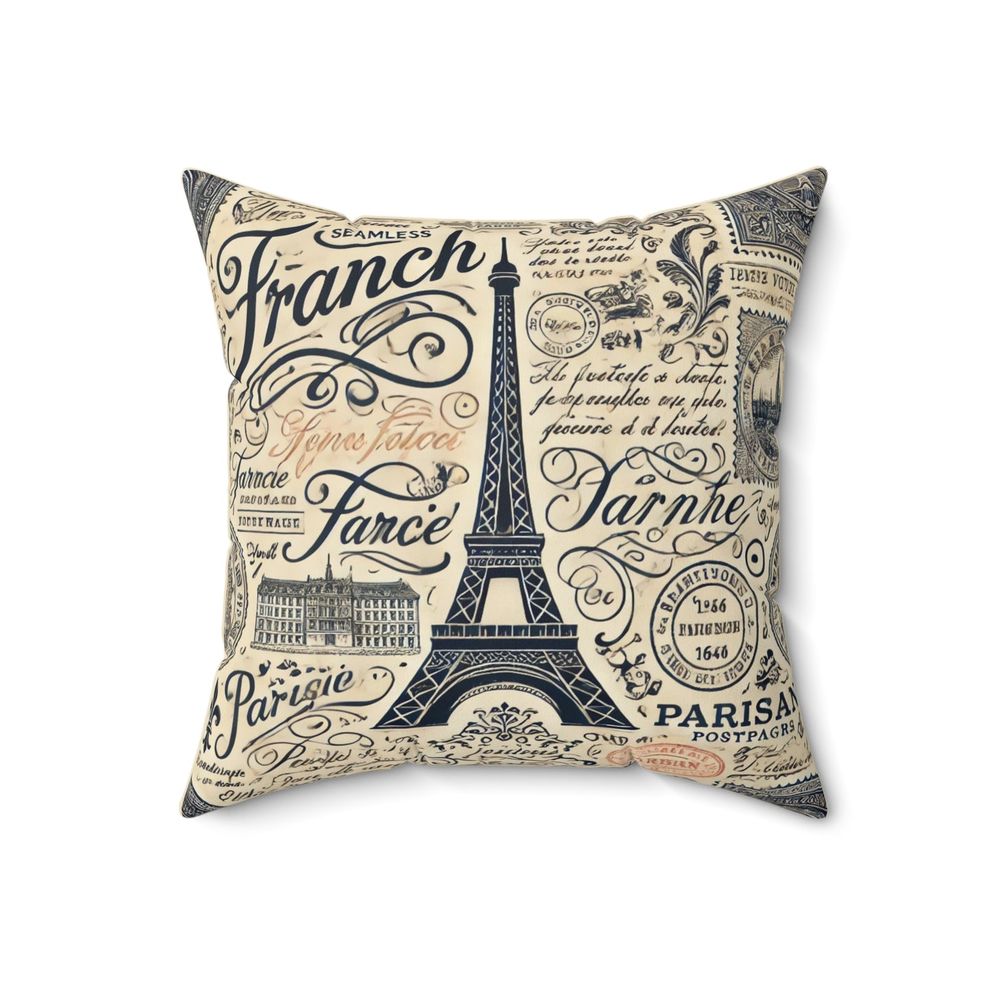 French Typography Square Pillow