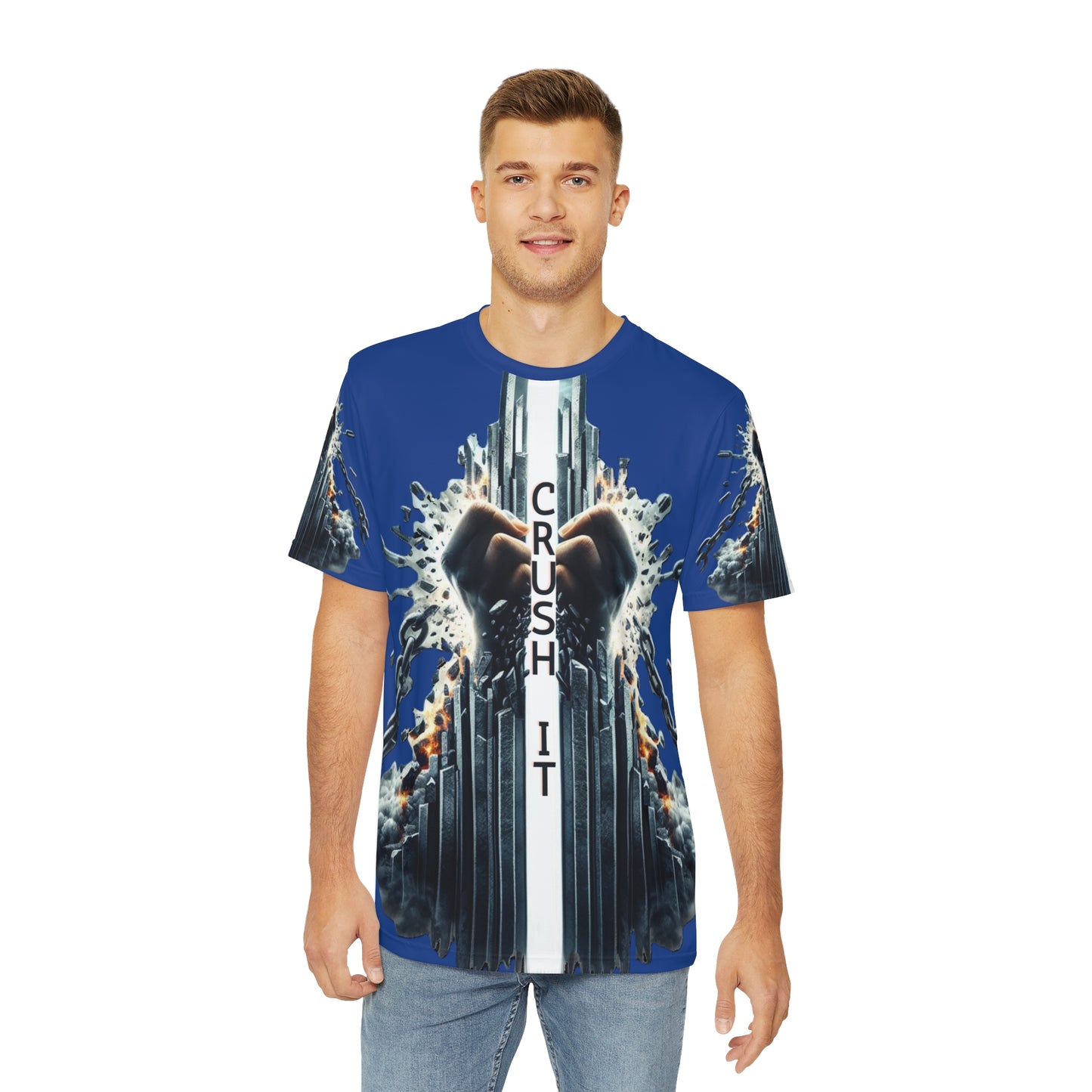 CRUSH IT! -Men's Polyester Tee - Dark Blue