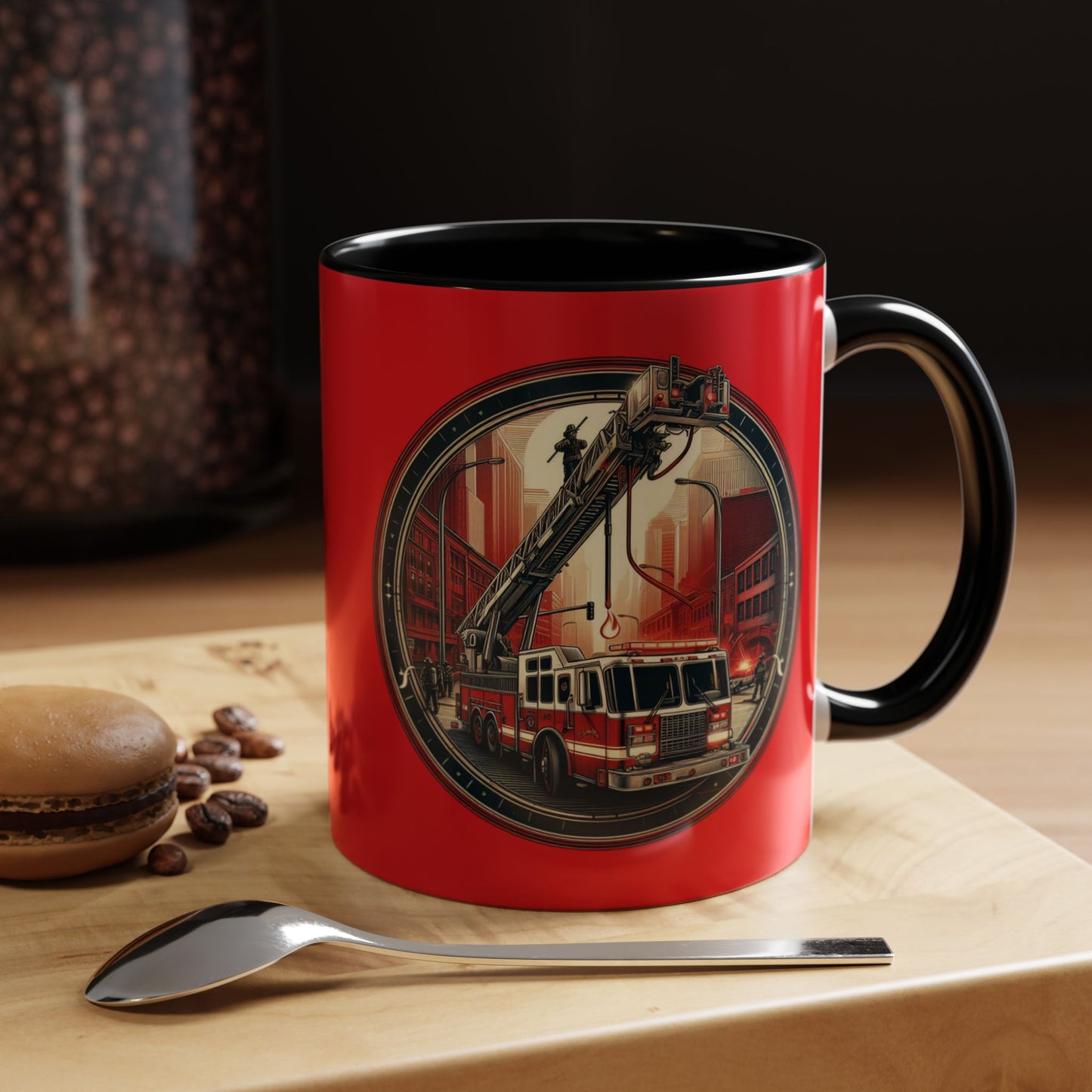 Courage Under Fire - Hook and Ladder 11oz Red Accent Coffee Mug