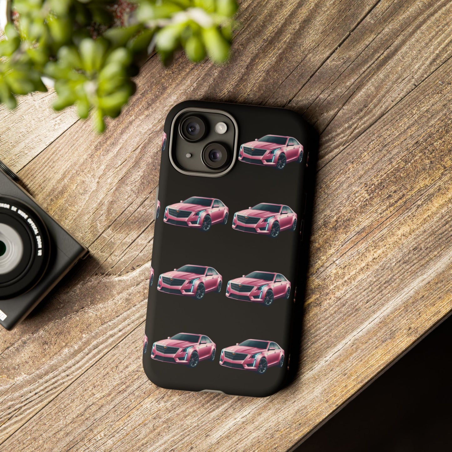 Pink Caddy On Black Phone Case