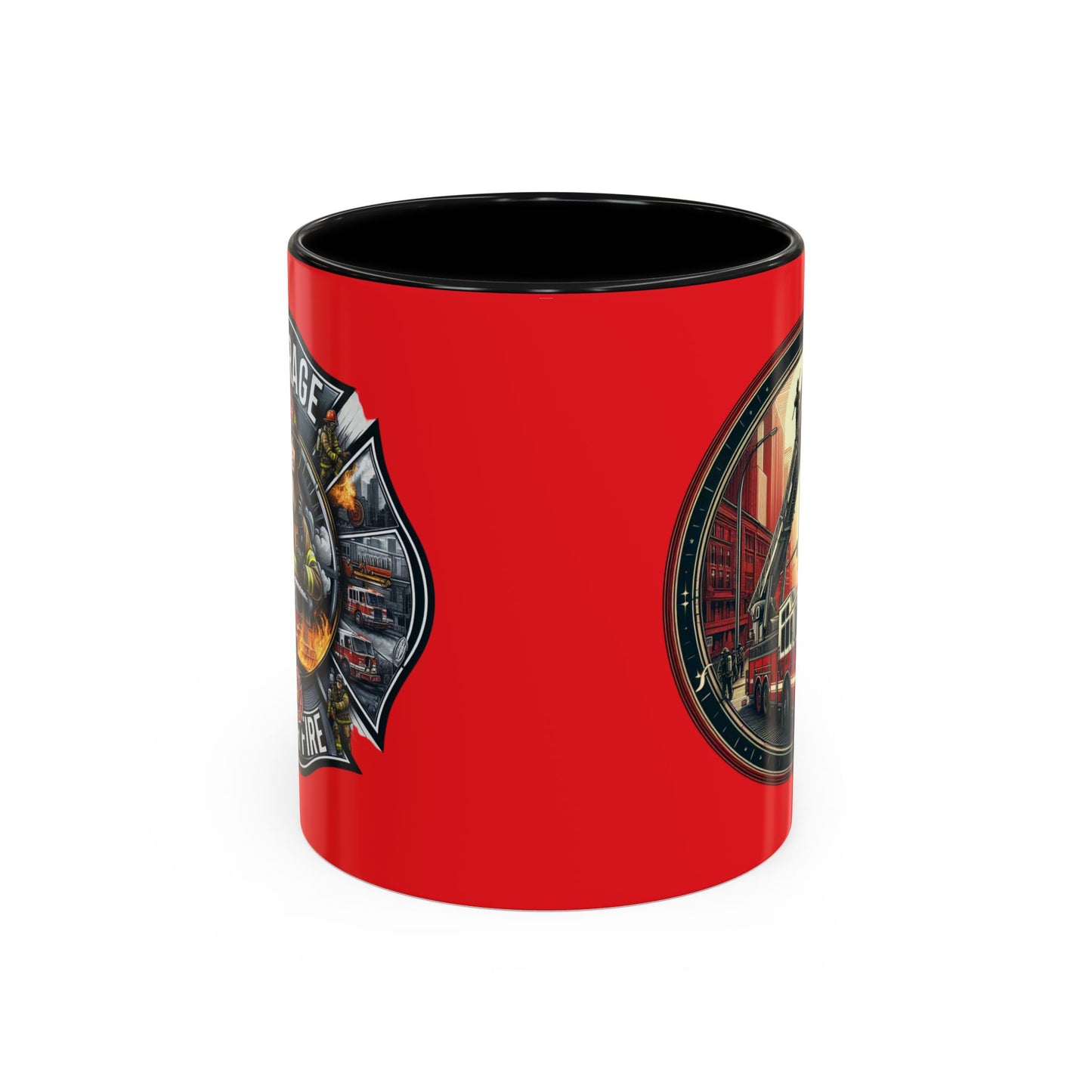 Courage Under Fire - Fire Chief - Hook and Ladder - 11oz Red, Pink, and Black Accents Coffee Mug