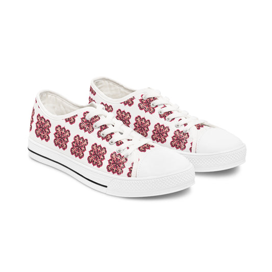 Pink Quatrefoil -Women's Low Top Sneakers