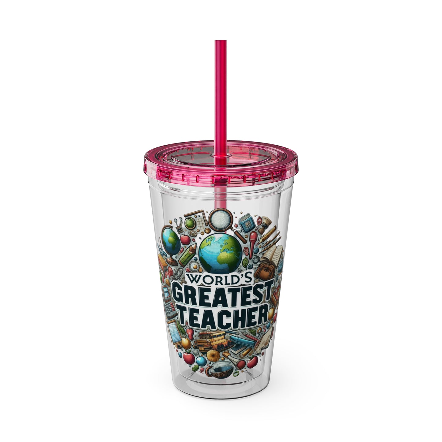 World's Greatest Teacher - Sunsplash Tumbler with Straw, 16oz (G3)