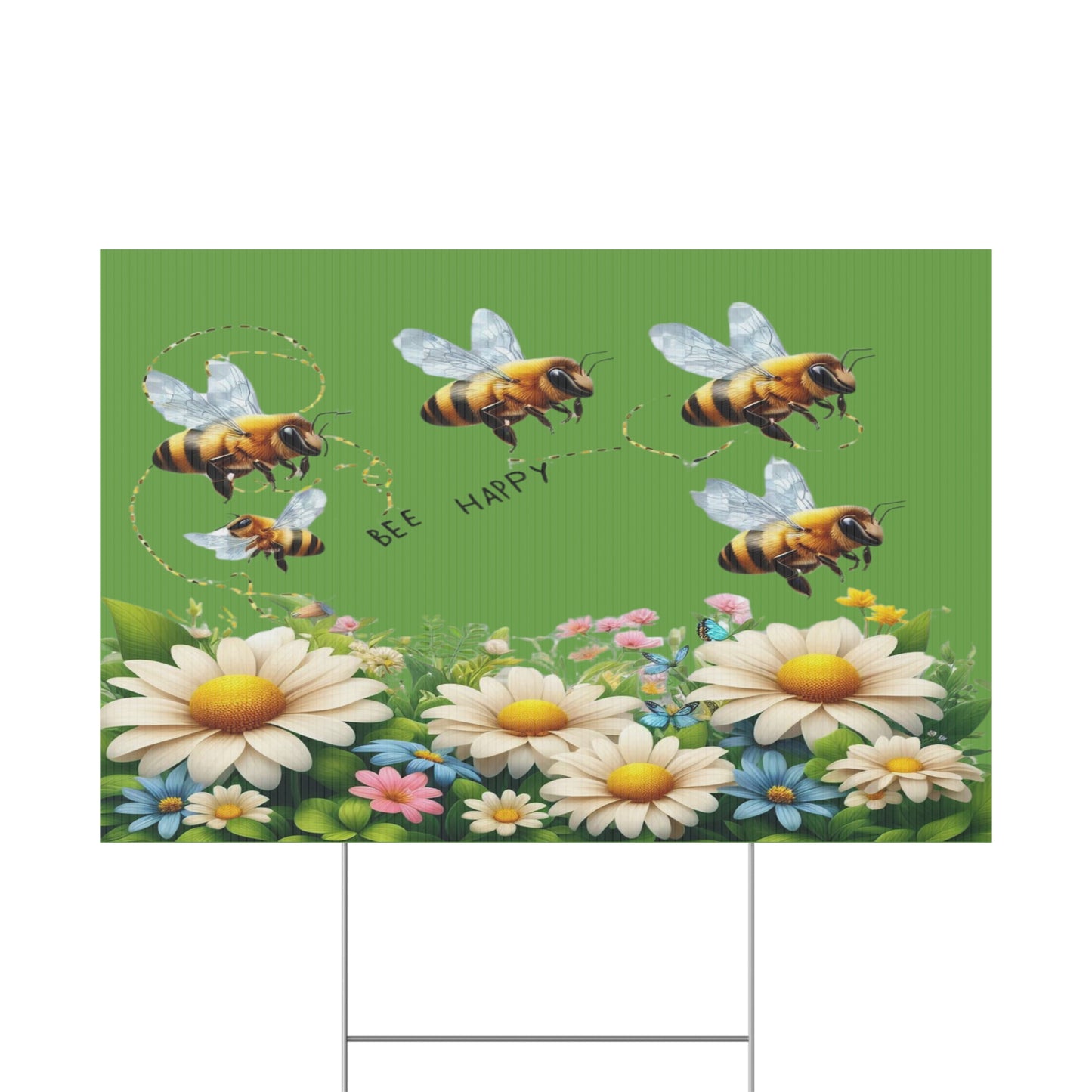 Bee Happy - Plastic Garden Sign